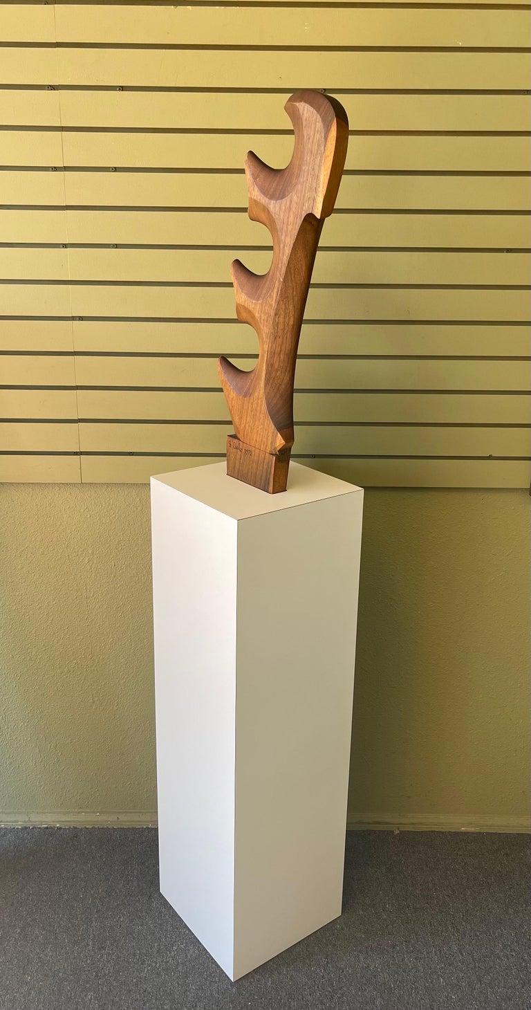 Italian Massive Venetian Abstract Solid Walnut Forcola Sculpture by Giuseppe Carli For Sale