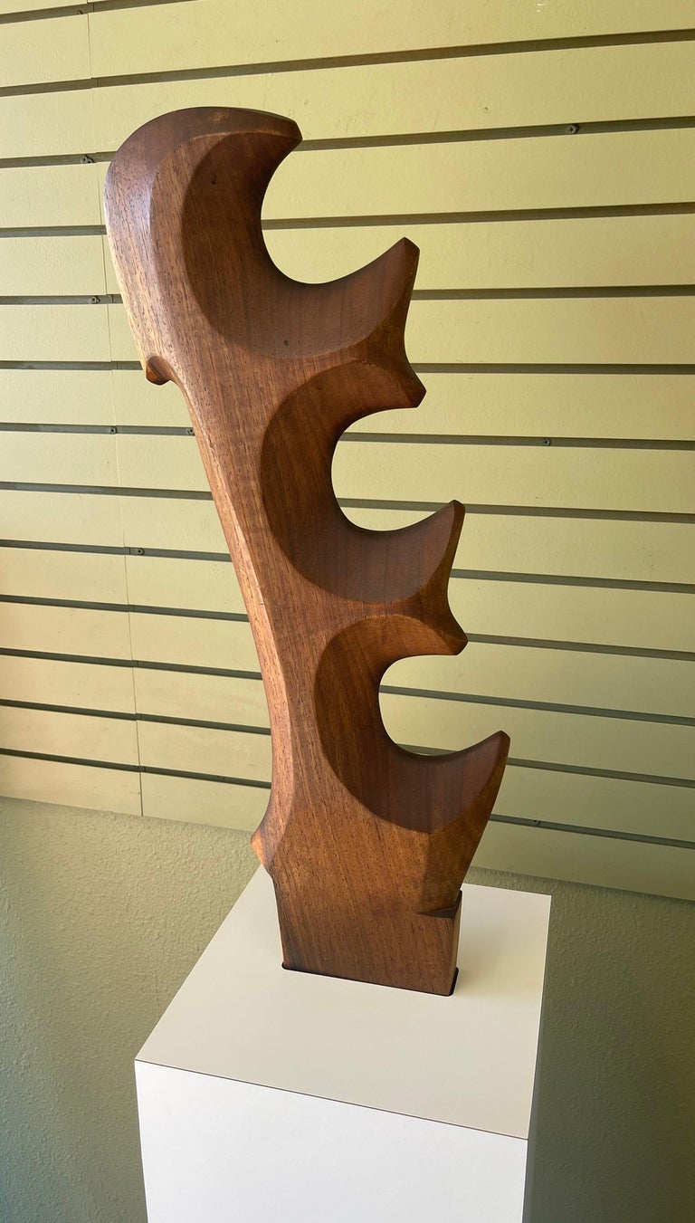 Massive Venetian Abstract Solid Walnut Forcola Sculpture by Giuseppe Carli For Sale 3