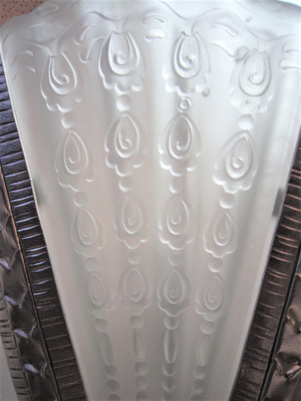 Massive Verrerie Belge Art Deco Frosted Glass Chandelier, Stamped F. Carion For Sale 8