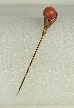 Massive Victorian Coral Claw Stick Pin, 19th Century