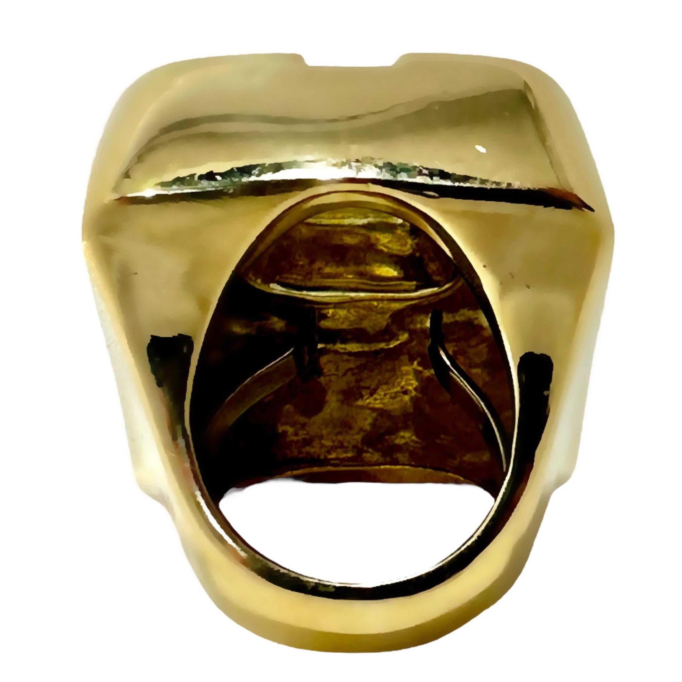 Modern  Massive Vintage Architectural David Webb 18k Gold Cocktail Ring For Sale