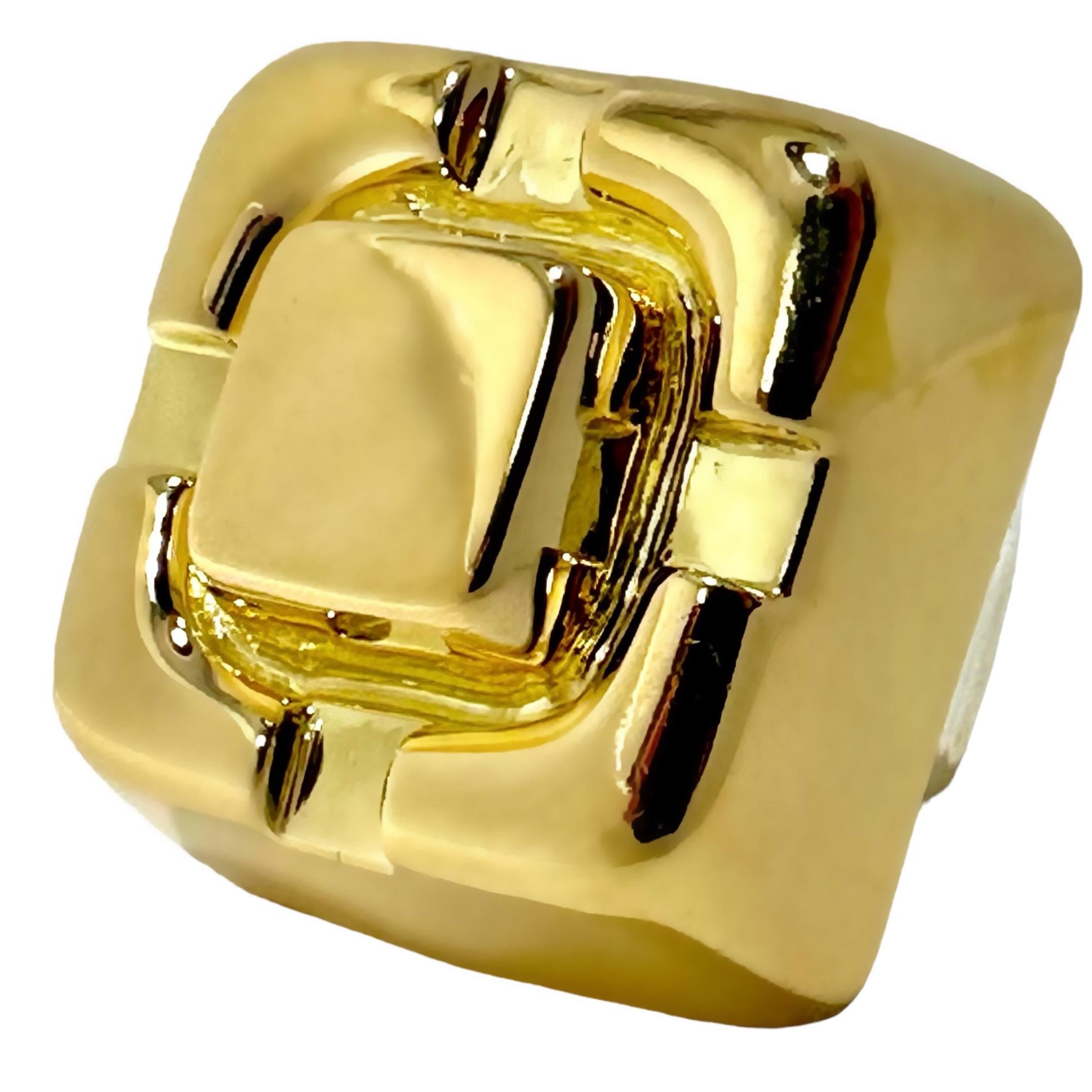 Women's  Massive Vintage Architectural David Webb 18k Gold Cocktail Ring For Sale