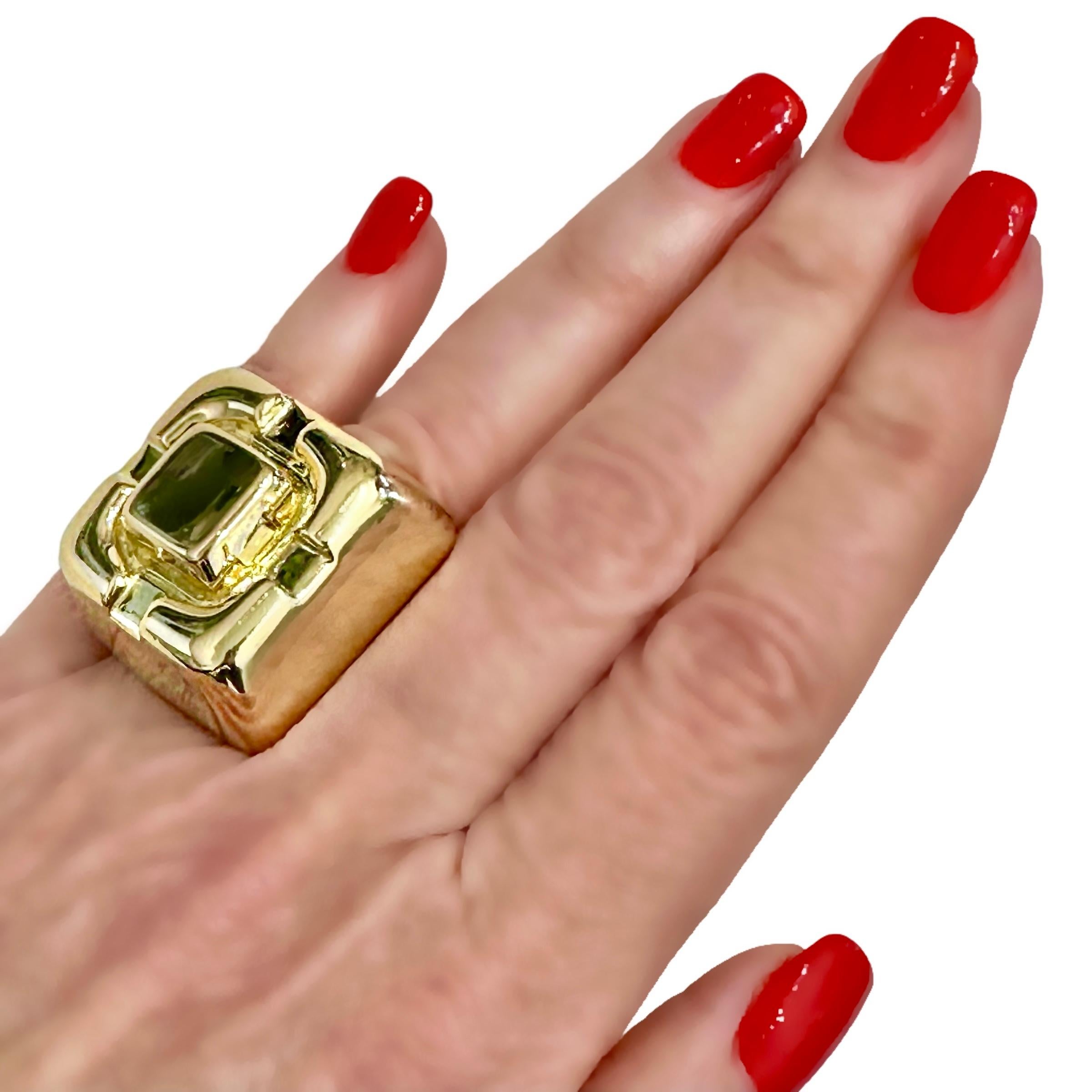  Massiver architektonischer David Webb 18k Gold Cocktail-Ring im Vintage-Stil im Angebot 4