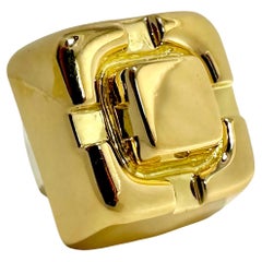  Massive Retro Architectural David Webb 18k Gold Cocktail Ring