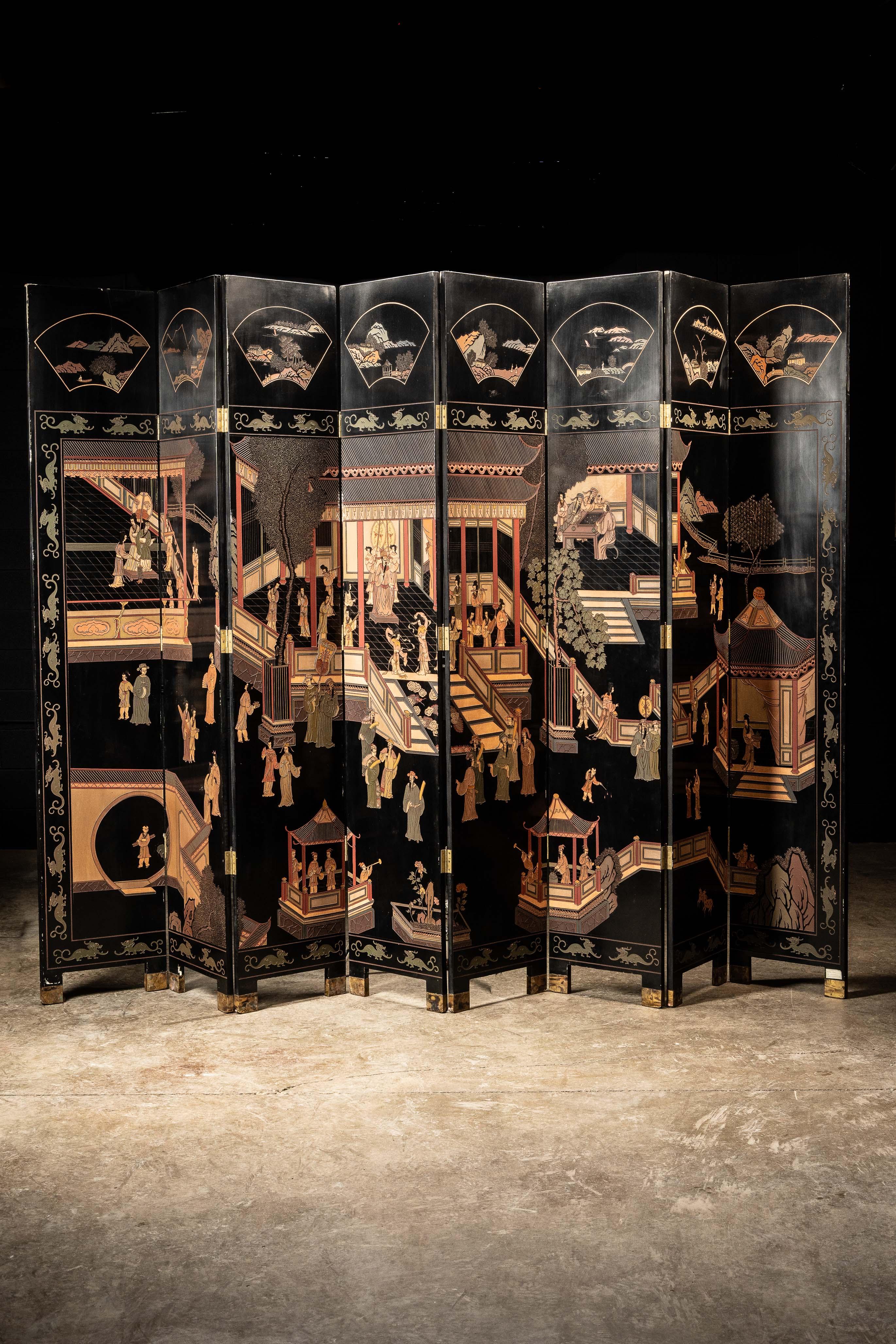 Massive vintage Chinese coromandel screen with measurements of 144