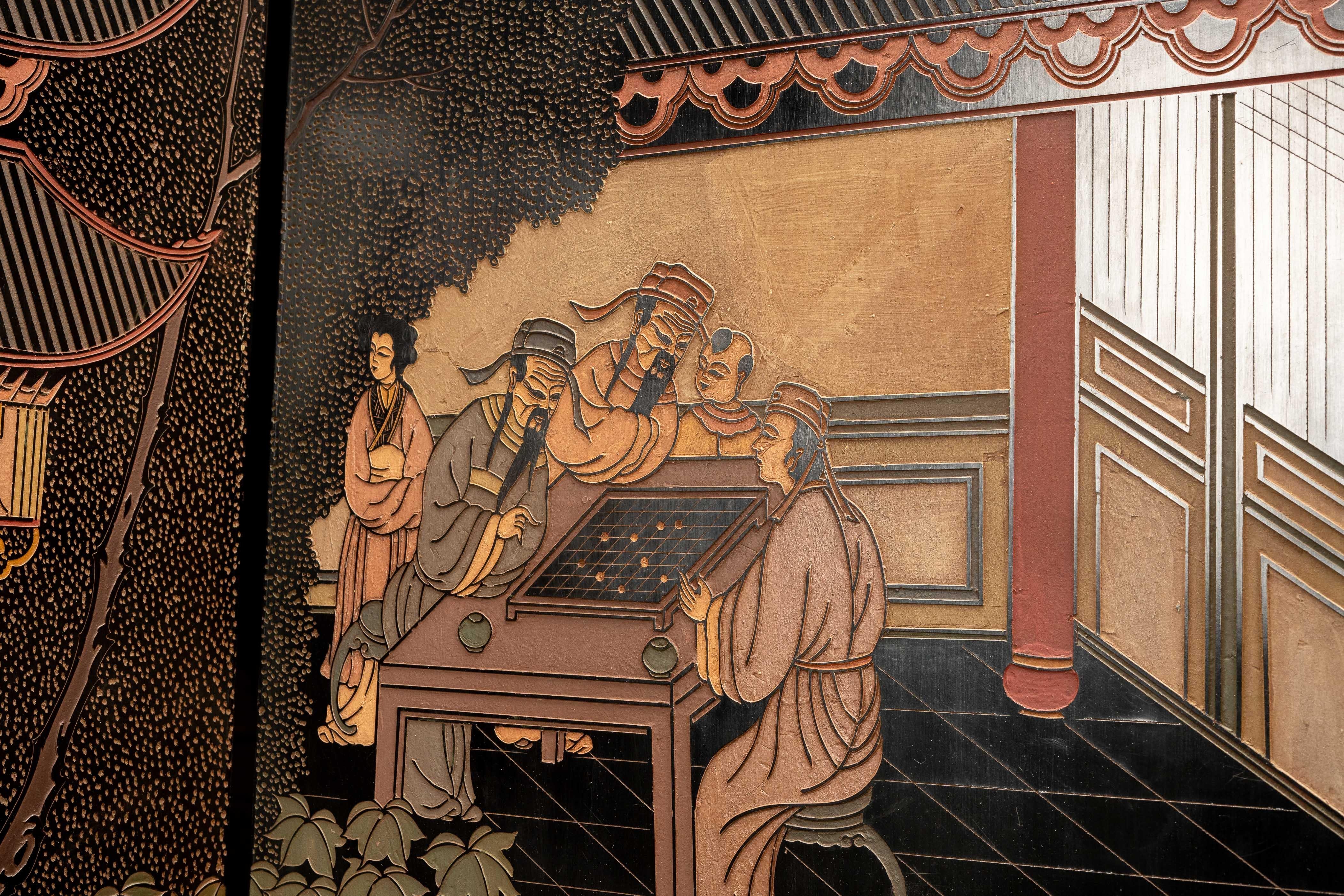 Wood Massive Vintage Chinese Coromandel Screen For Sale
