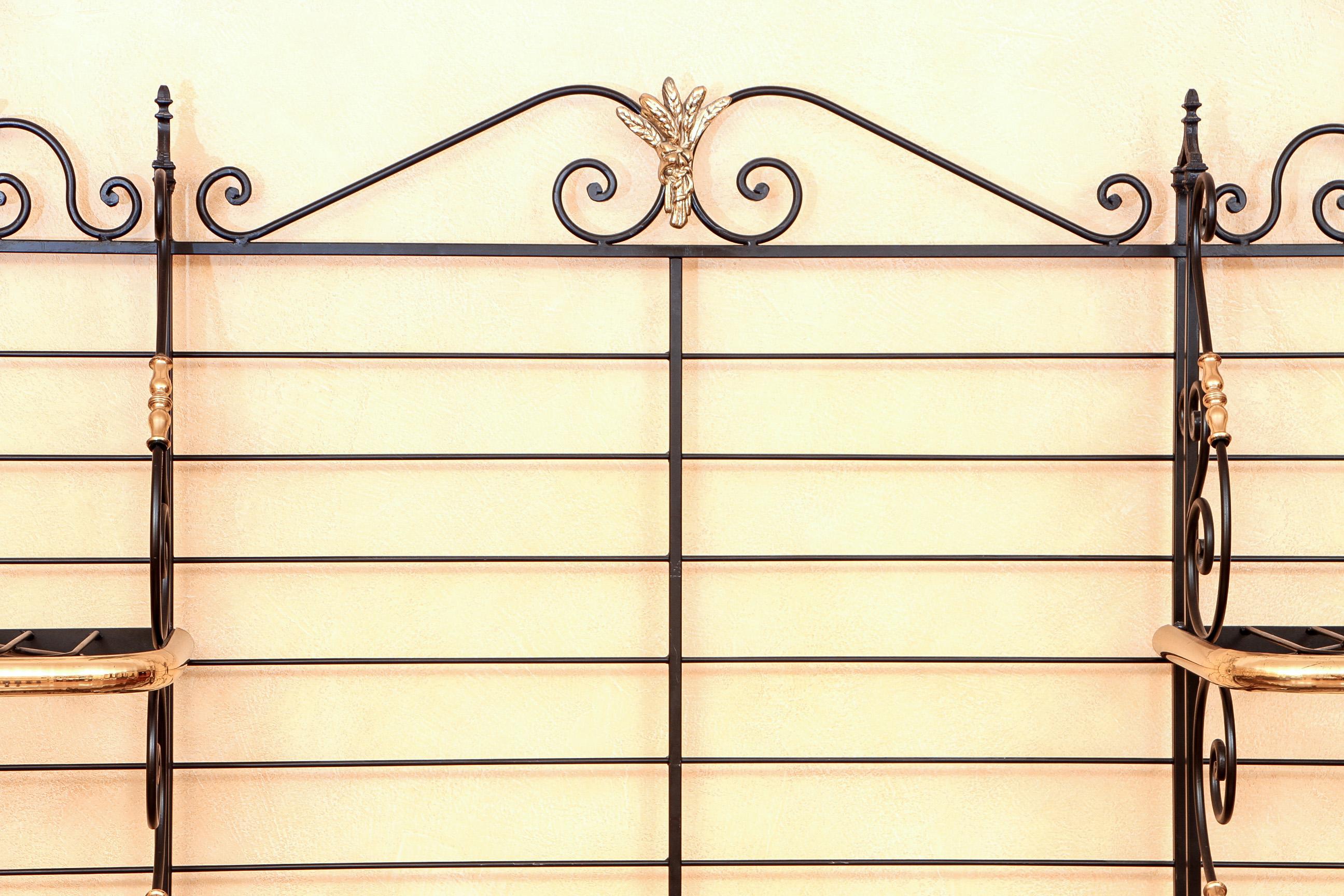 Massive Vintage French Iron and Brass Baker's Rack 4