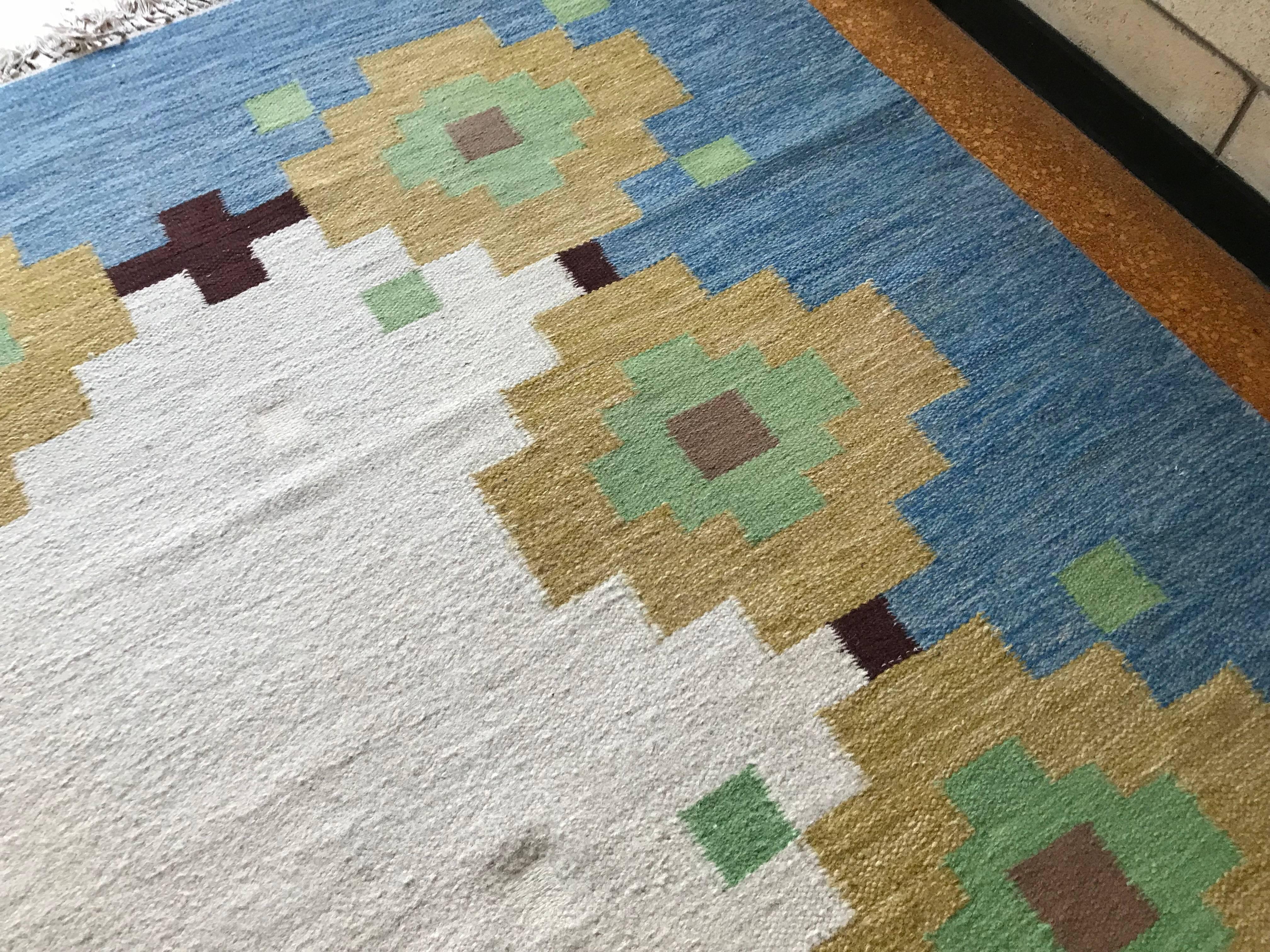 Massive Vintage Geometric Indian Wool Handmade Area Rug Navajo Style 1960s In Good Condition In Southampton, NJ