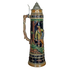 Boccale di birra vintage da 5 litri a tema caccia di conigli e volpi, 24".