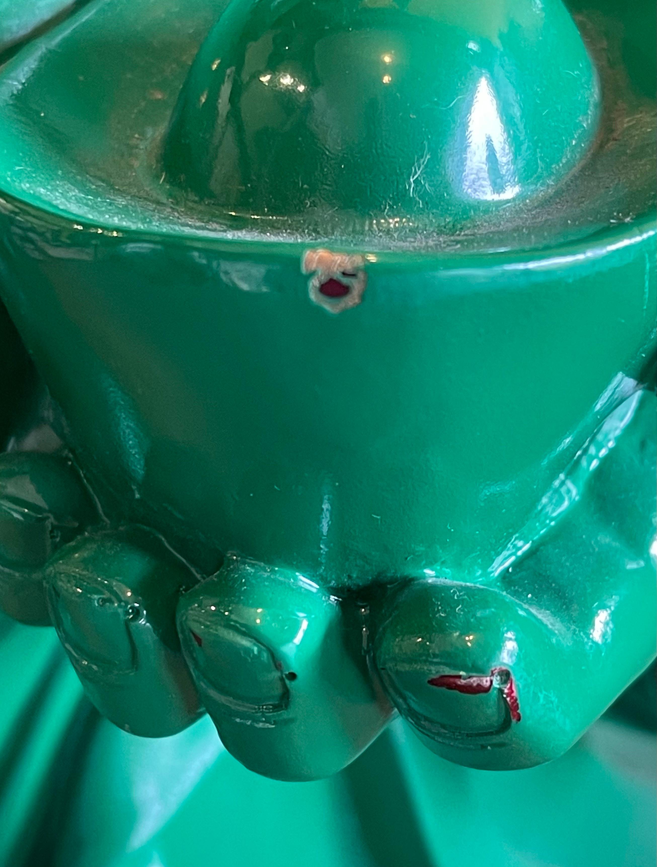 Grande sculpture en résine verte « Bouddha heureux » vintage en vente 9