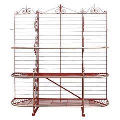 Massive Vintage Iron And Brass Bakers Rack