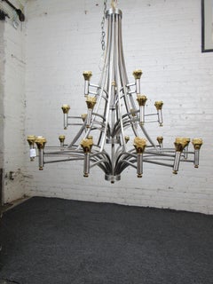 Mid-Century Modern Metal Chandelier, Three-Tier Design