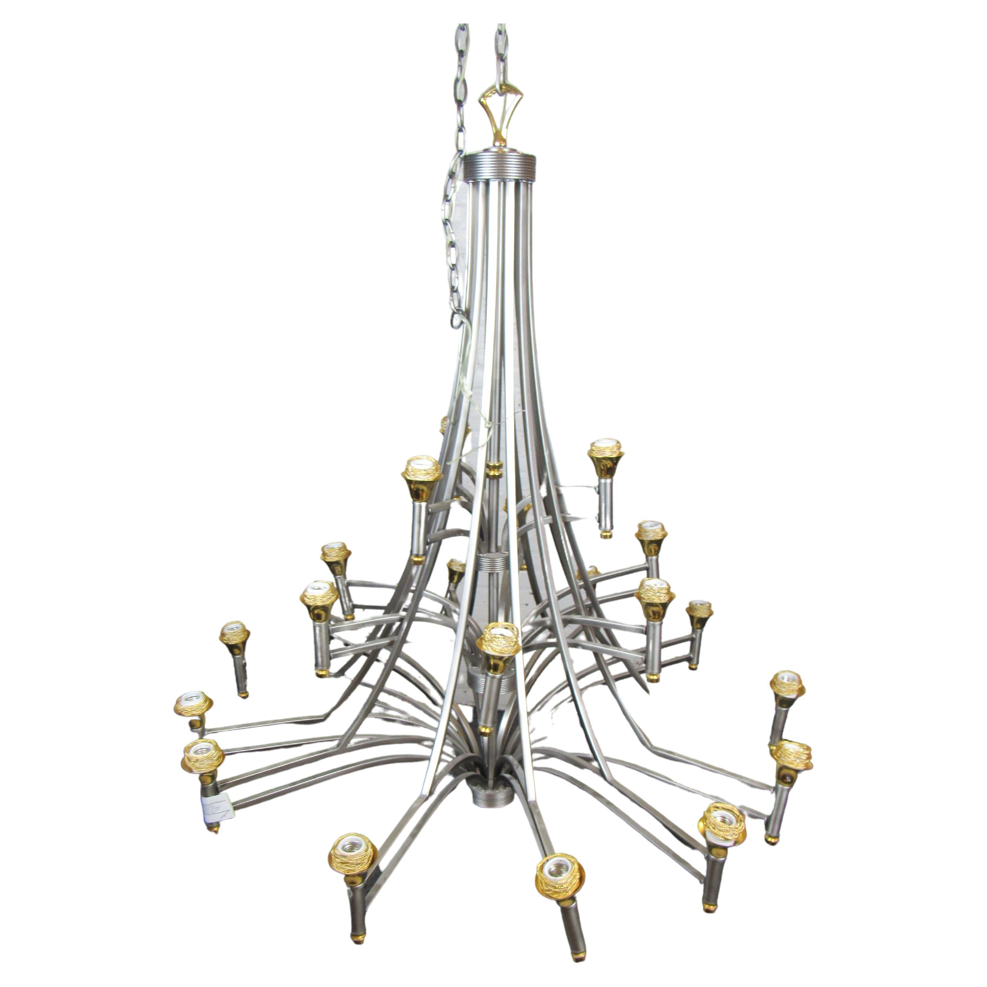 Massive Vintage Metal Chandelier For Sale