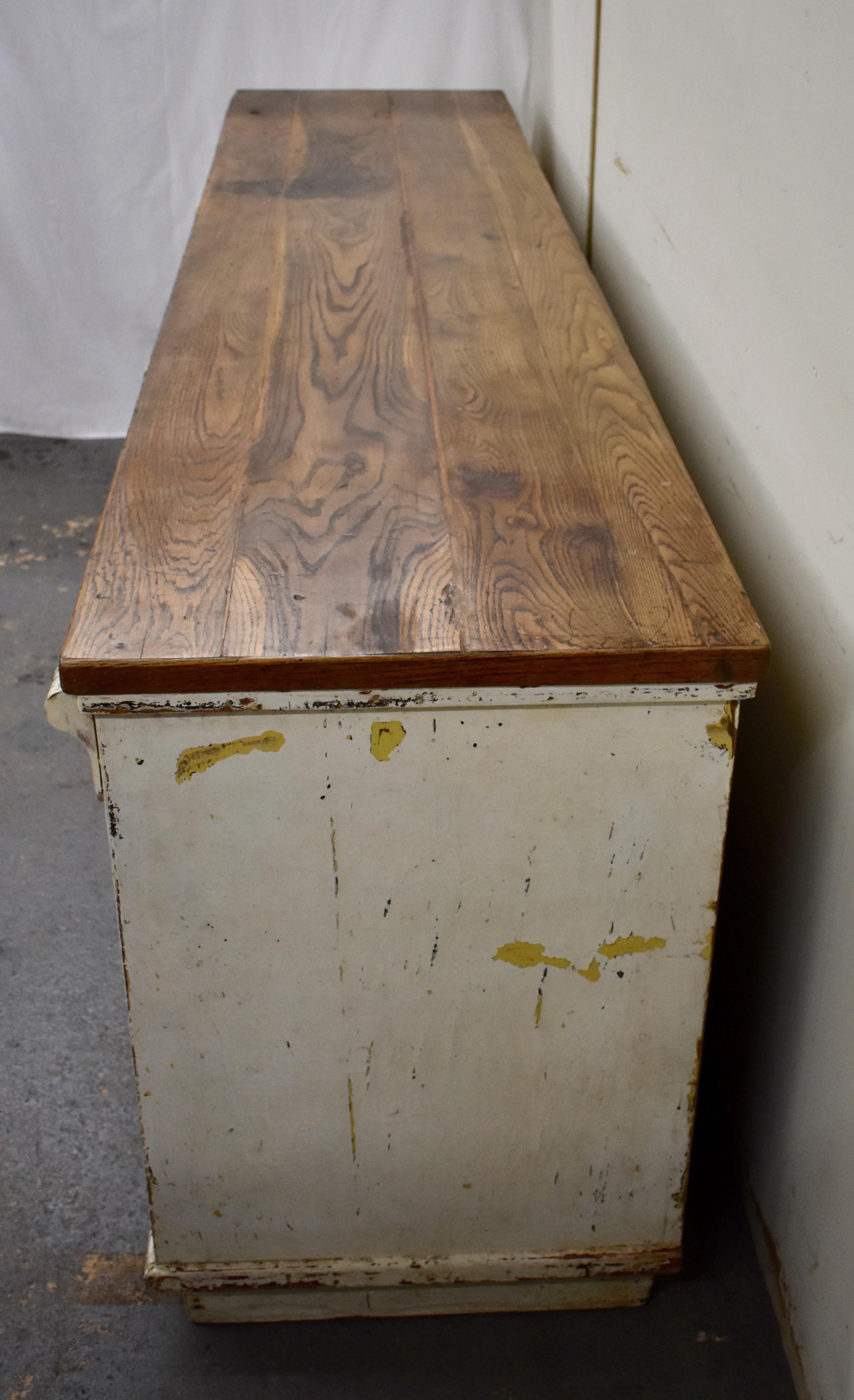 Massive Vintage Painted Pine and Oak Store Counter 8