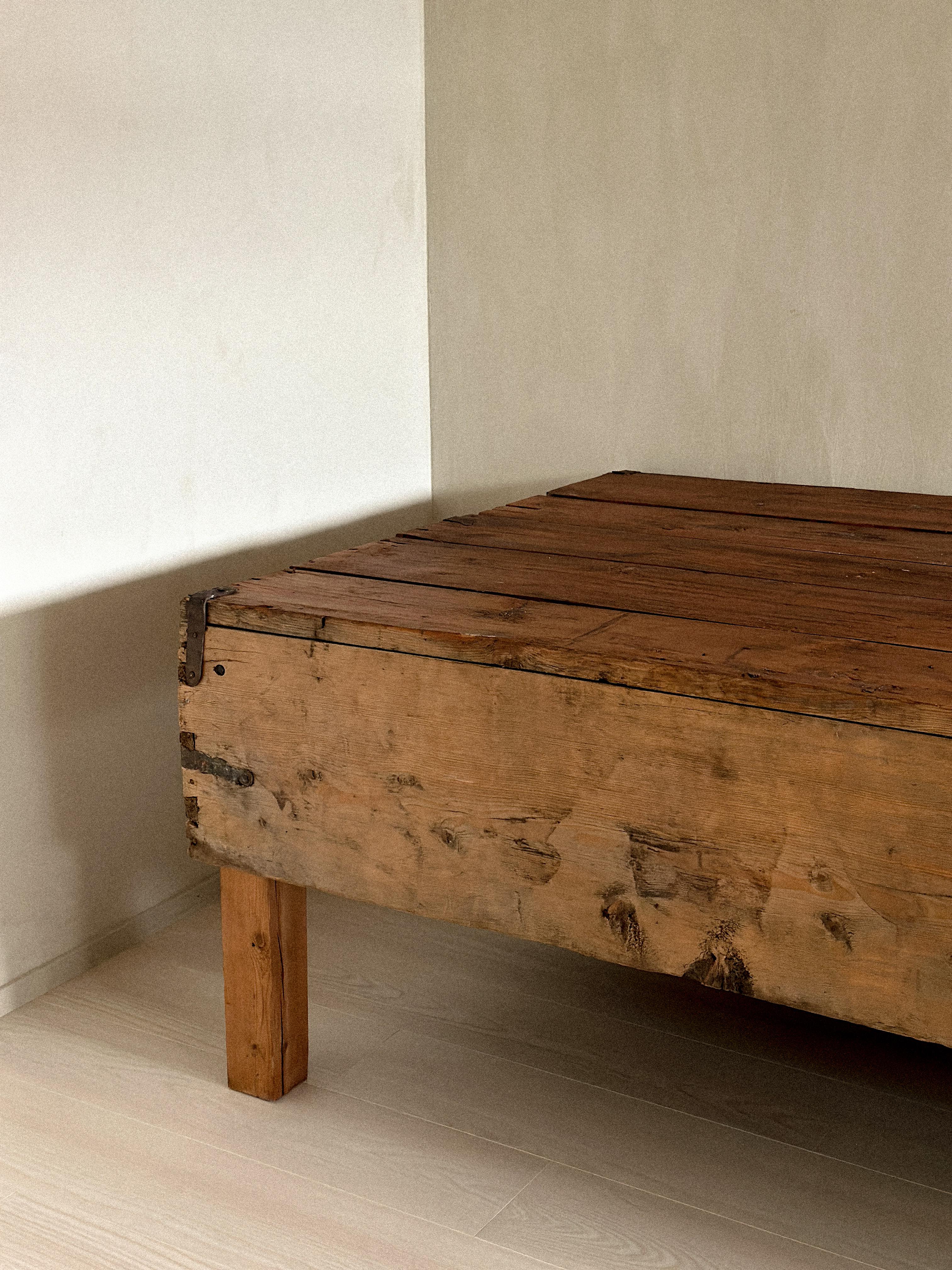 Massive Wabi Sabi Wooden Console, Anonymous, Norway, 1800s For Sale 8
