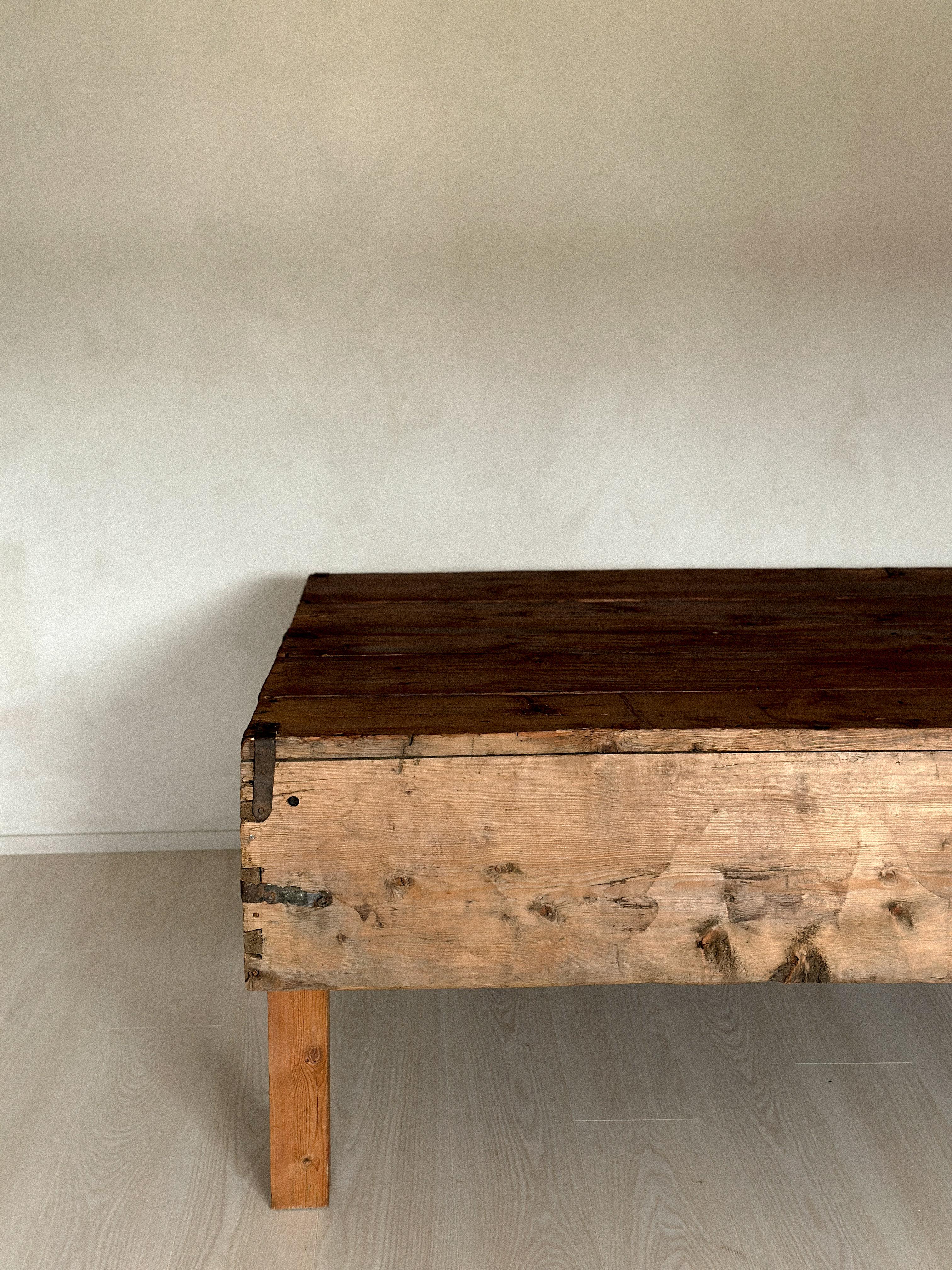 Hand-Crafted Massive Wabi Sabi Wooden Console, Anonymous, Norway, 1800s For Sale