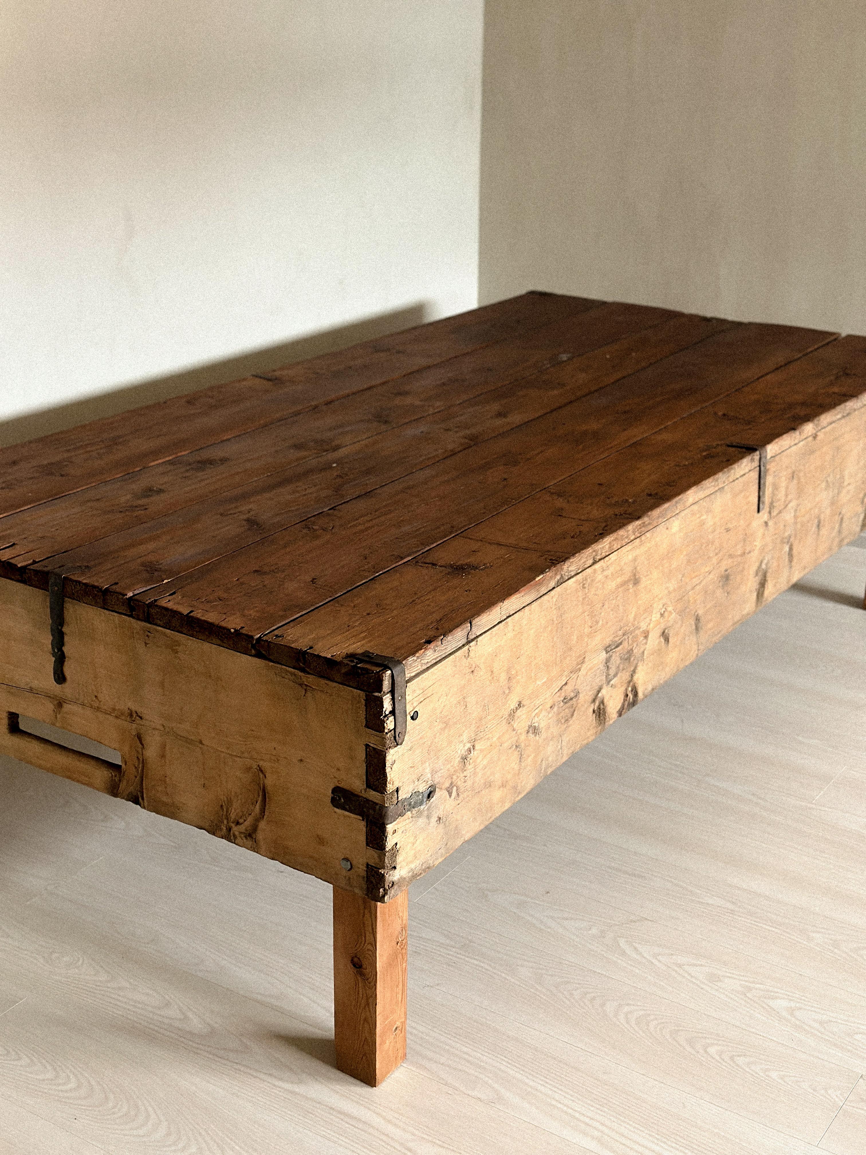 19th Century Massive Wabi Sabi Wooden Console, Anonymous, Norway, 1800s For Sale
