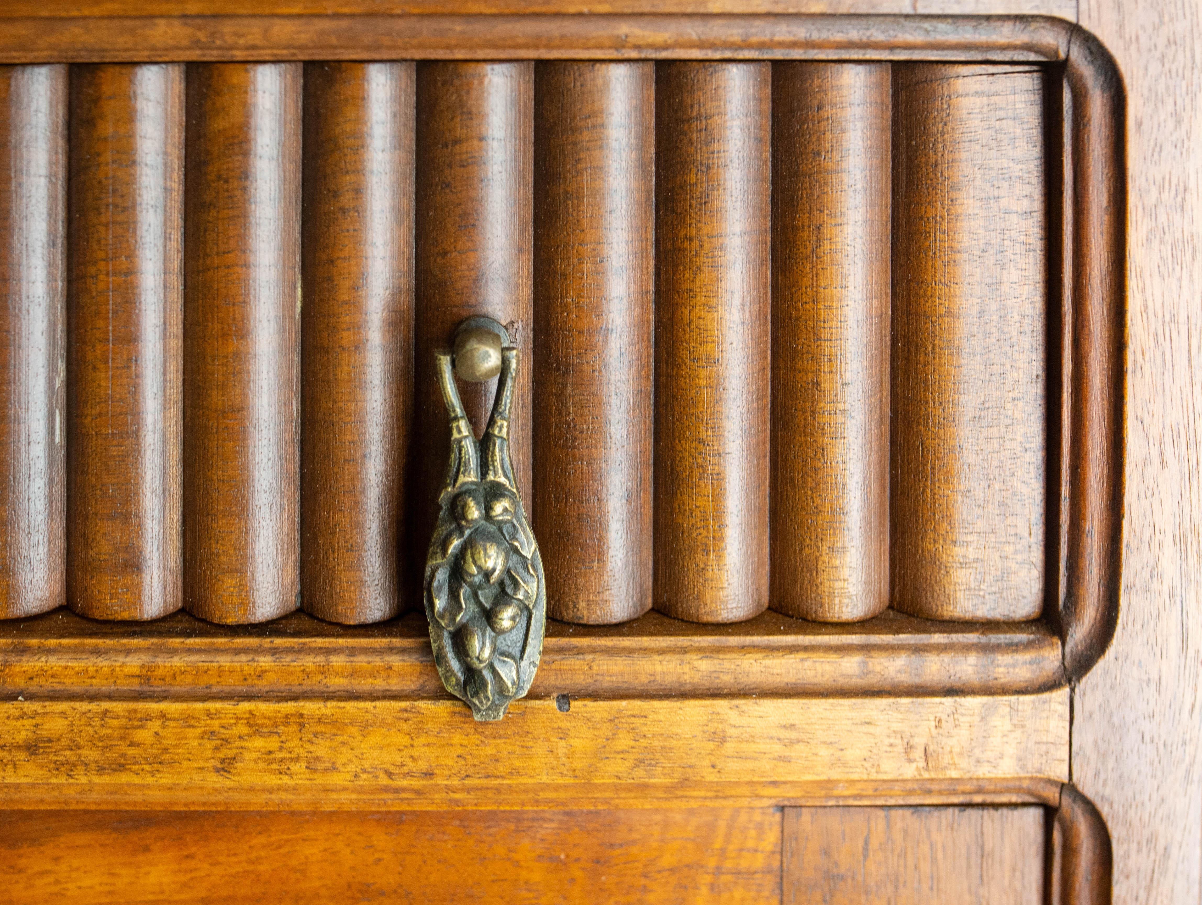 Massive Walnut and Calacatta Marble Top Credenza Sideboard French Buffet, c 1920 For Sale 5