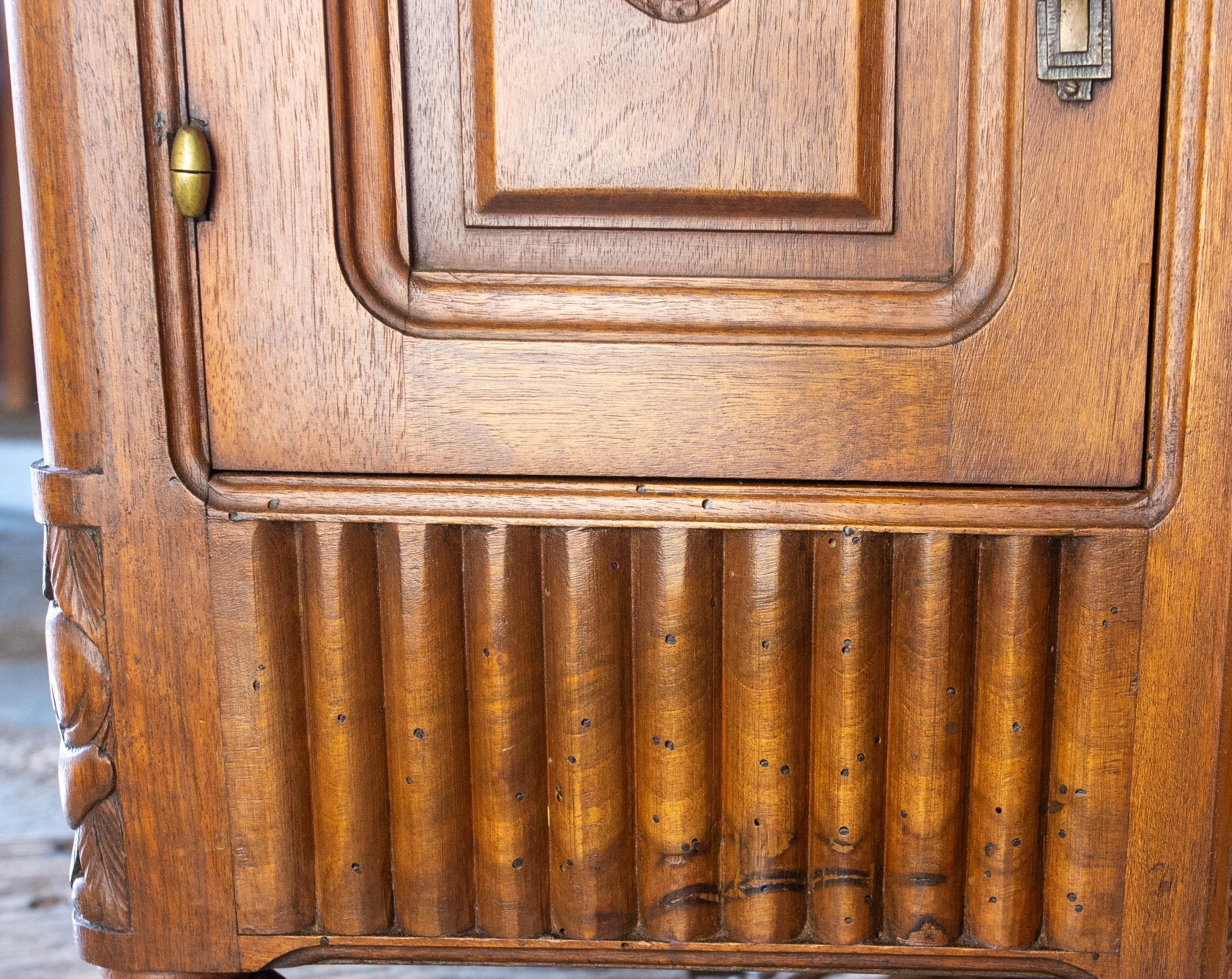 Massive Walnut and Calacatta Marble Top Credenza Sideboard French Buffet, c 1920 For Sale 9