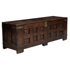 Massive Walnut Coffer, France circa 1690