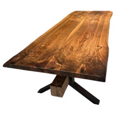 Tavolo in noce massiccio - Tavolo in legno con bordo vivo - Tavolo da cucina - Tavolo per sala conferenze