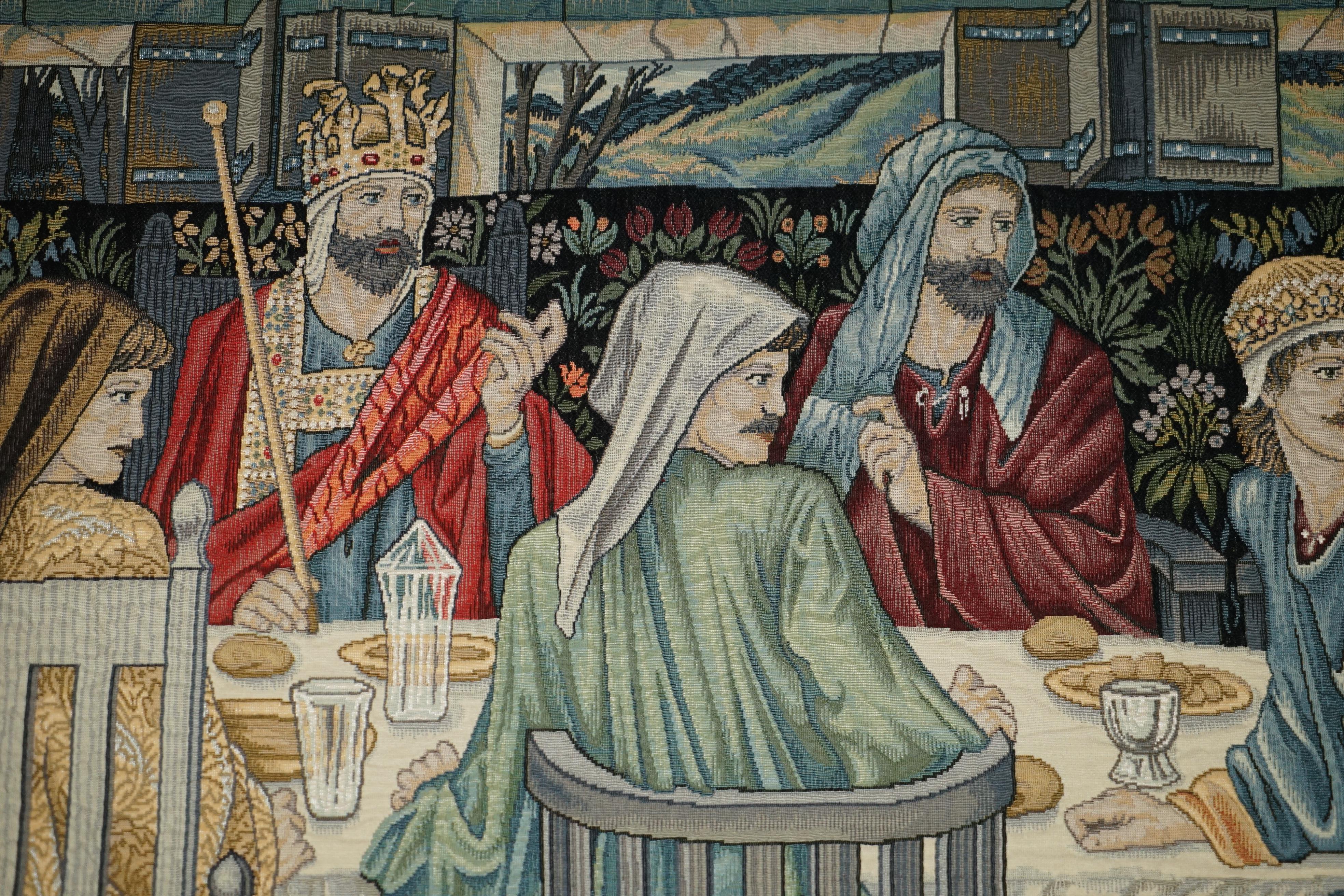 MASSiVE WILLIAM MORRIS GRAIL TAPESTRY SUMMONED TO THE QUEST BY A STRANGE DAMSEL 2