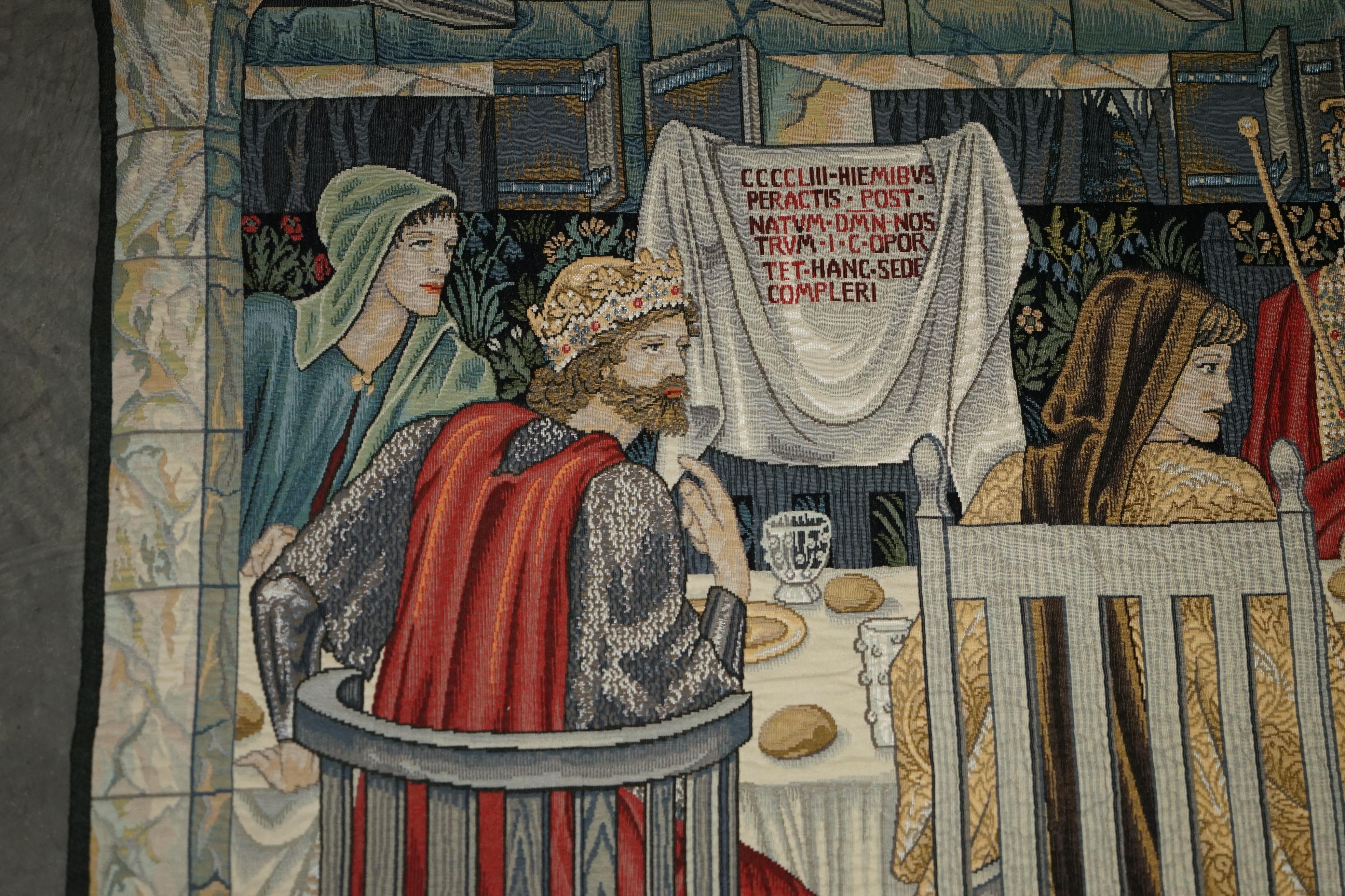 MASSiVE WILLIAM MORRIS GRAIL TAPESTRY SUMMONED TO THE QUEST BY A STRANGE DAMSEL 3