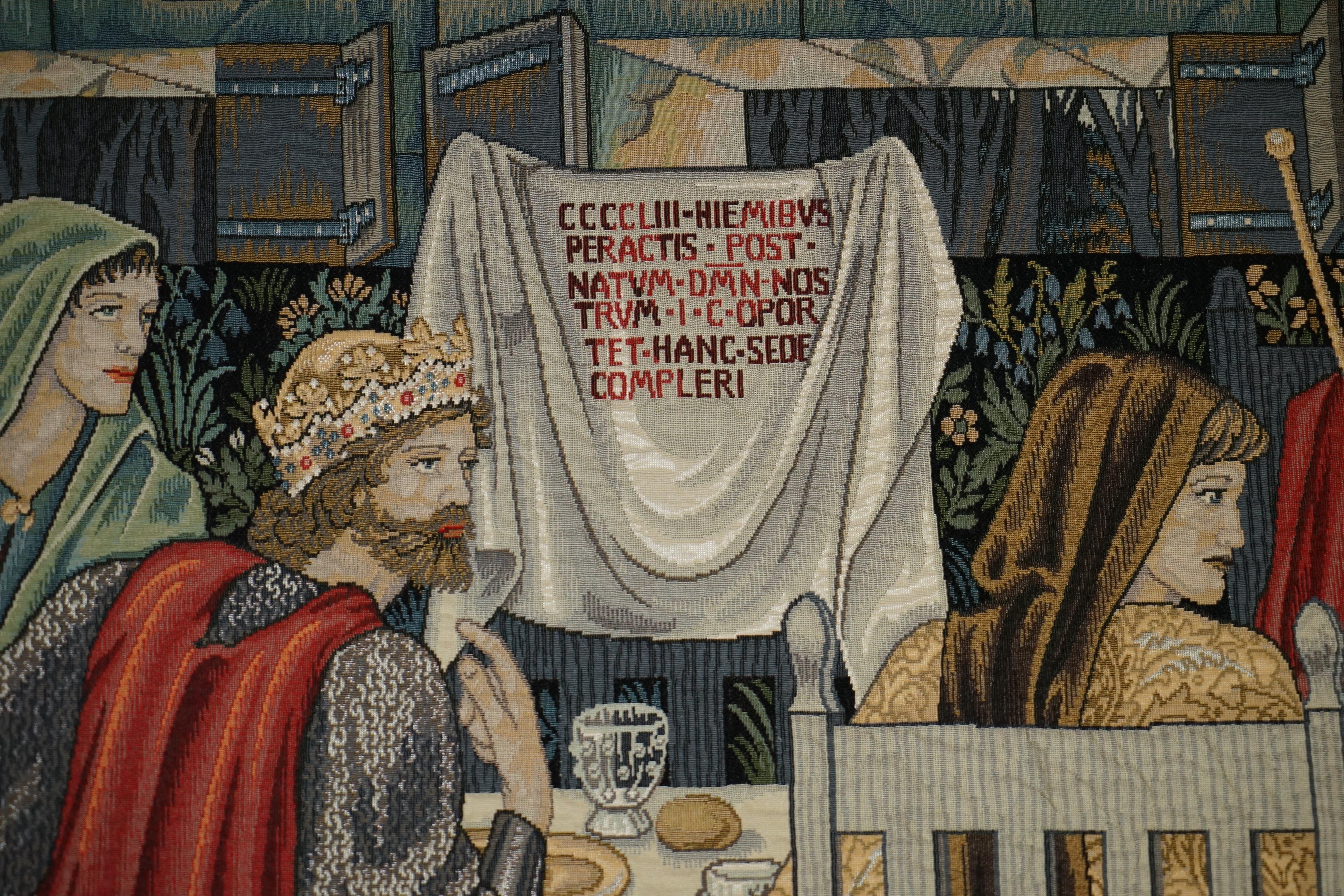 MASSiVE WILLIAM MORRIS GRAIL TAPESTRY SUMMONED TO THE QUEST BY A STRANGE DAMSEL 4