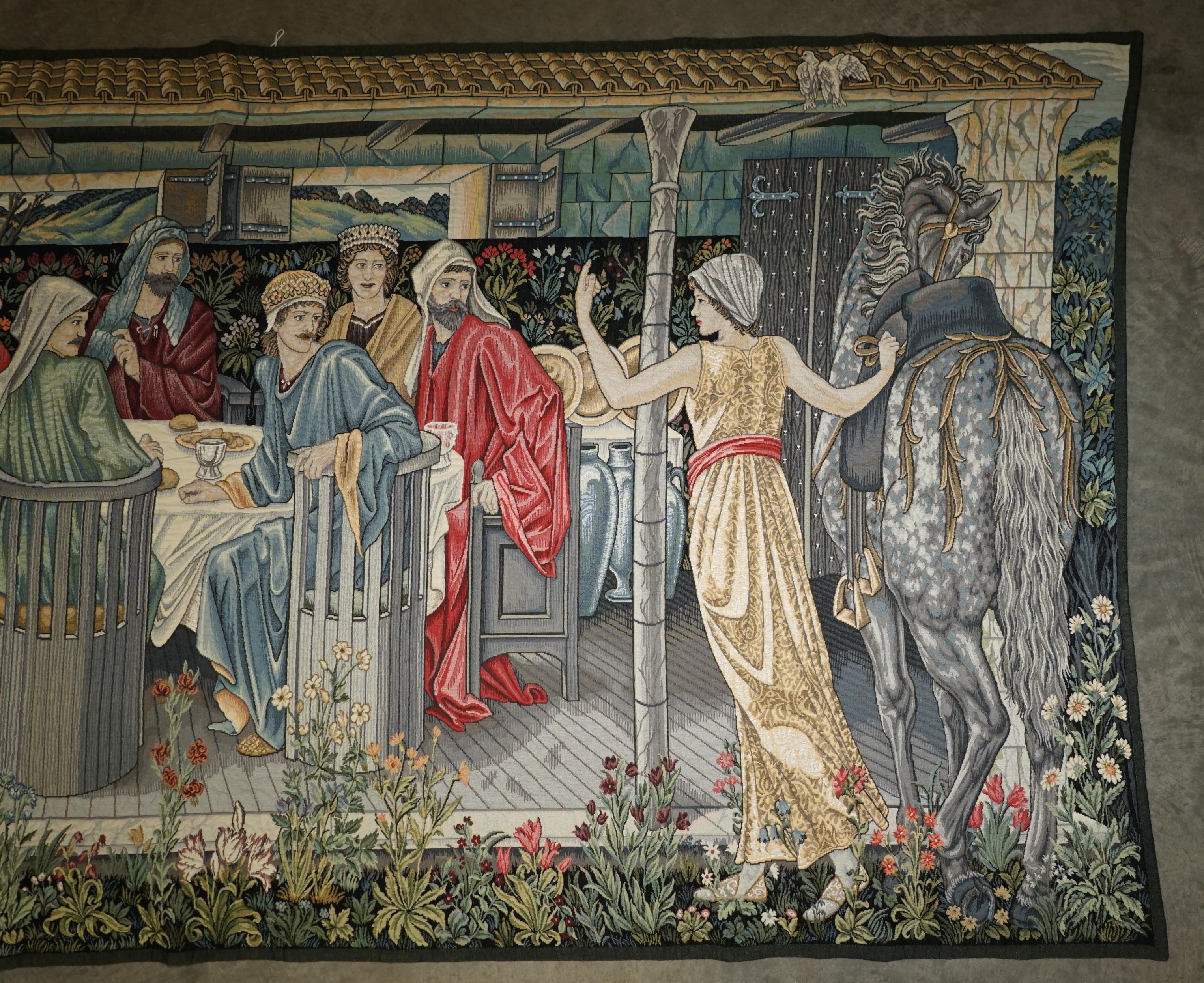 MASSiVE WILLIAM MORRIS GRAIL TAPESTRY SUMMONED TO THE QUEST BY A STRANGE DAMSEL 5