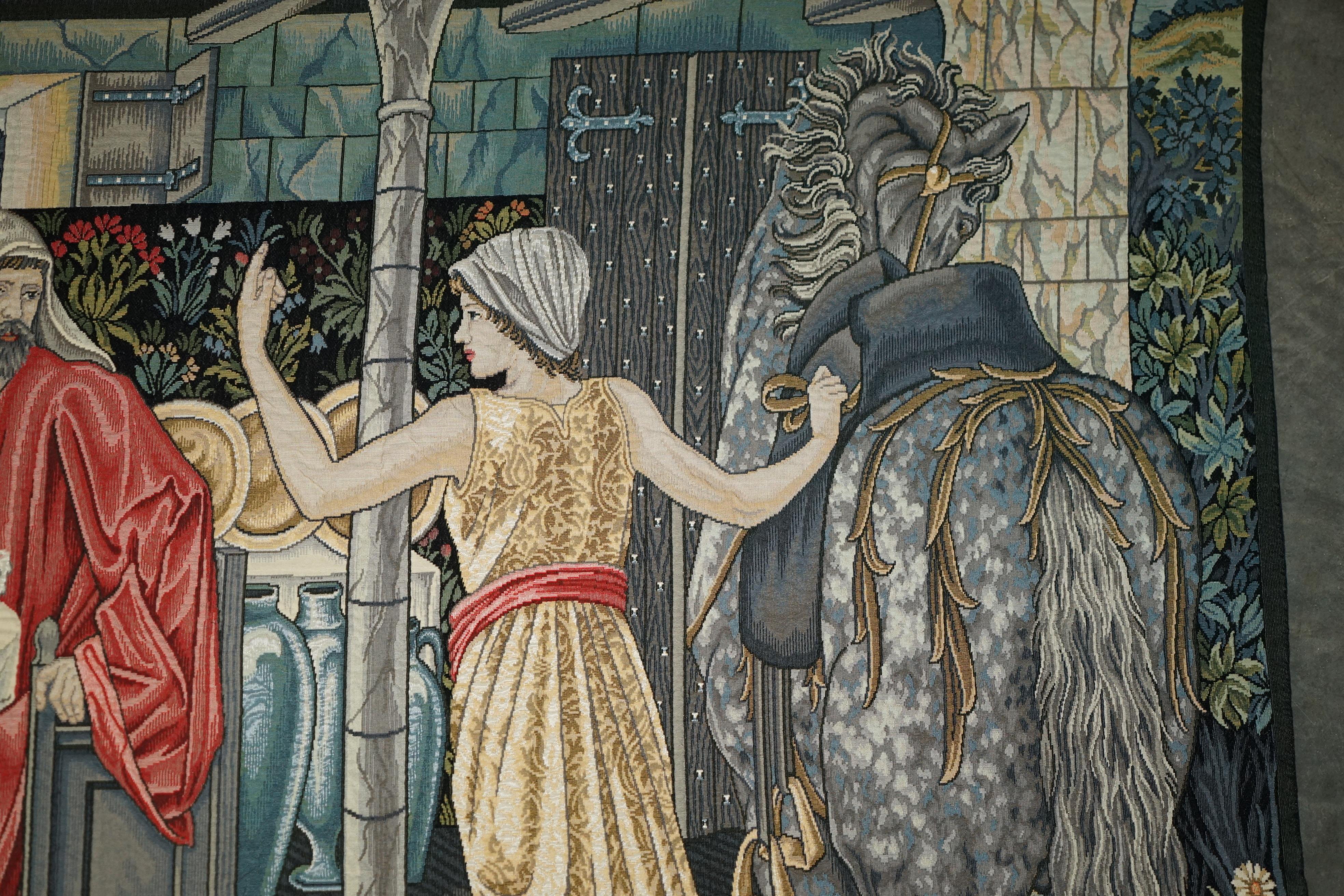 MASSiVE WILLIAM MORRIS GRAIL TAPESTRY SUMMONED TO THE QUEST BY A STRANGE DAMSEL 6