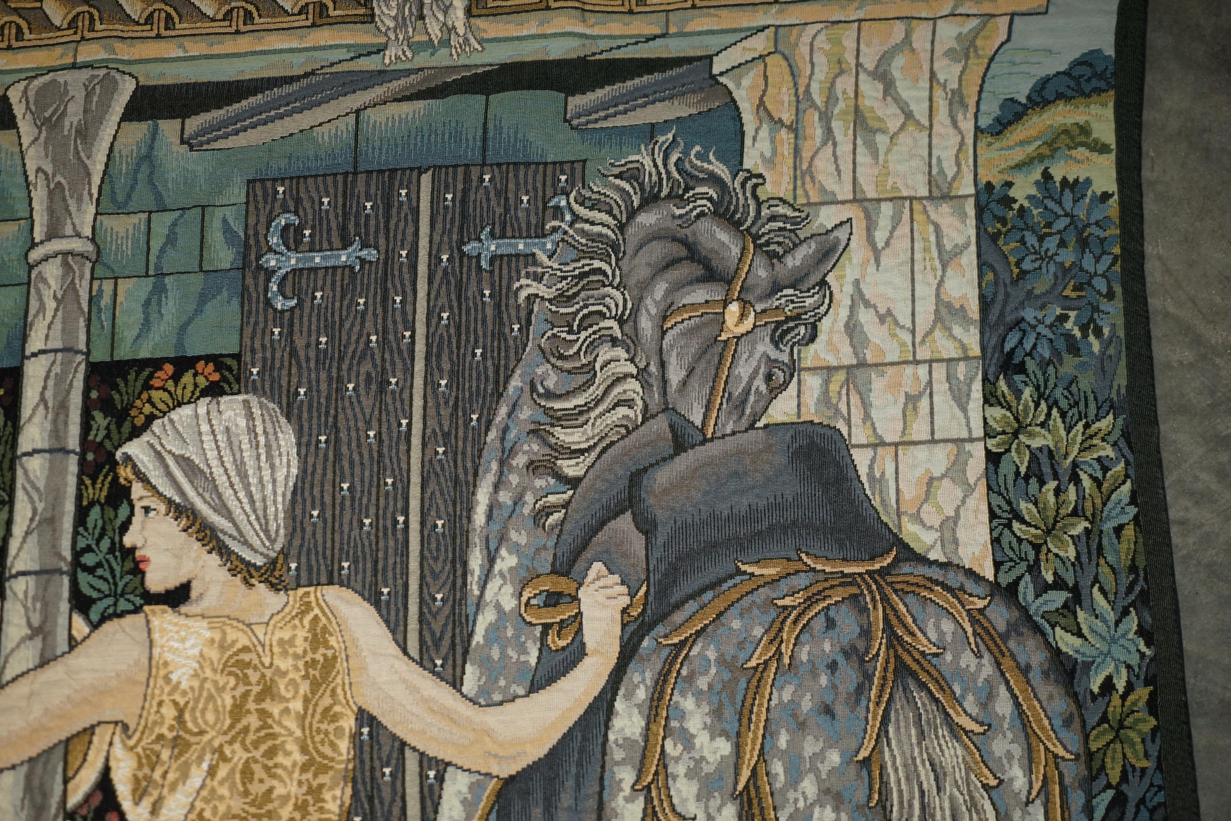 MASSiVE WILLIAM MORRIS GRAIL TAPESTRY SUMMONED TO THE QUEST BY A STRANGE DAMSEL 8