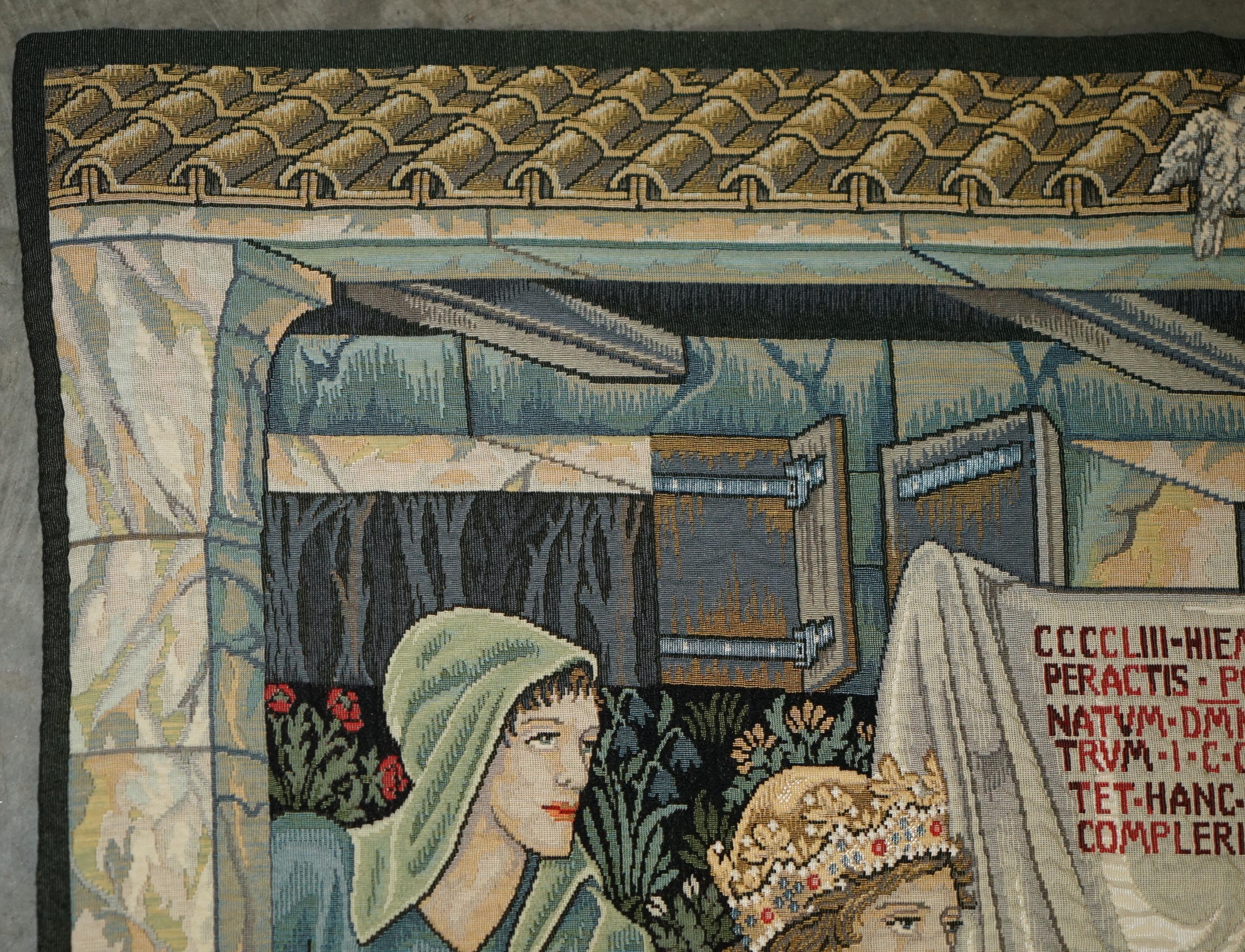 MASSiVE WILLIAM MORRIS GRAIL TAPESTRY SUMMONED TO THE QUEST BY A STRANGE DAMSEL 11