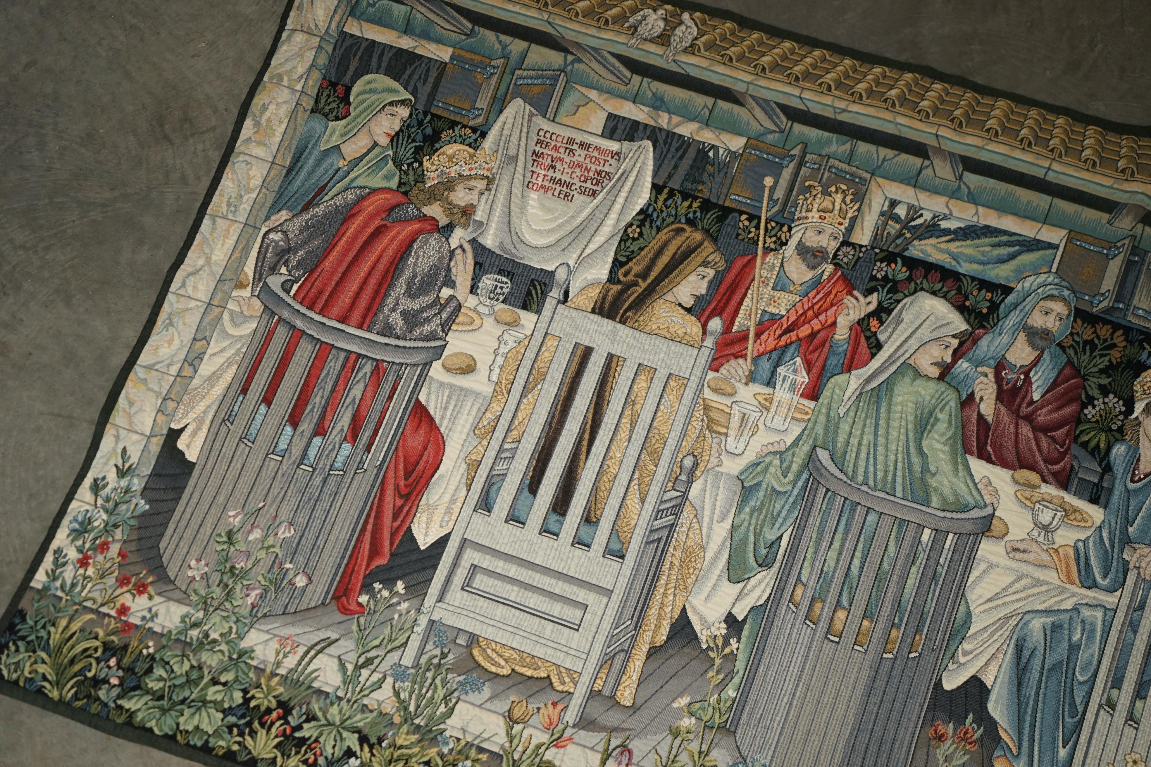 English MASSiVE WILLIAM MORRIS GRAIL TAPESTRY SUMMONED TO THE QUEST BY A STRANGE DAMSEL