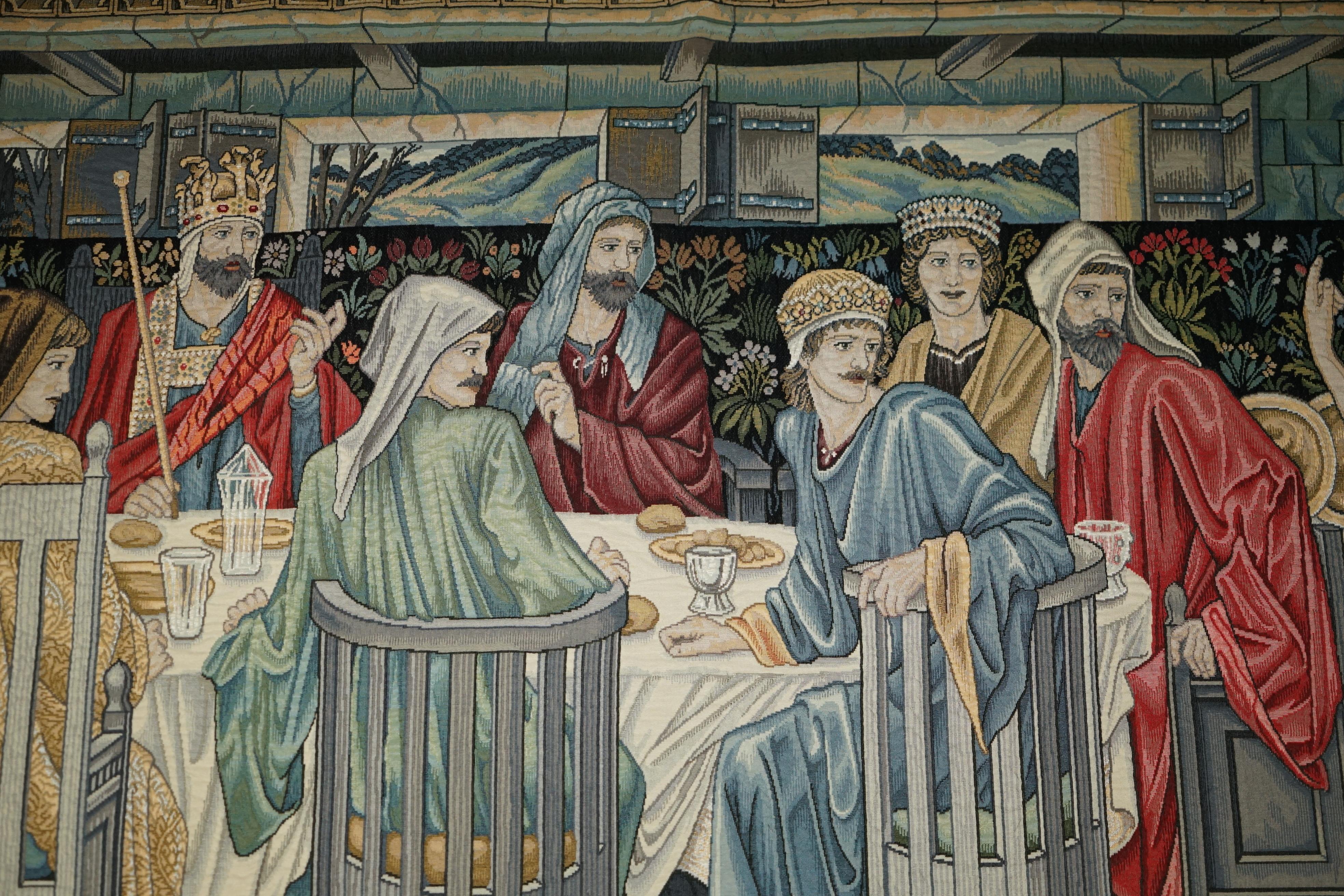 20th Century MASSiVE WILLIAM MORRIS GRAIL TAPESTRY SUMMONED TO THE QUEST BY A STRANGE DAMSEL