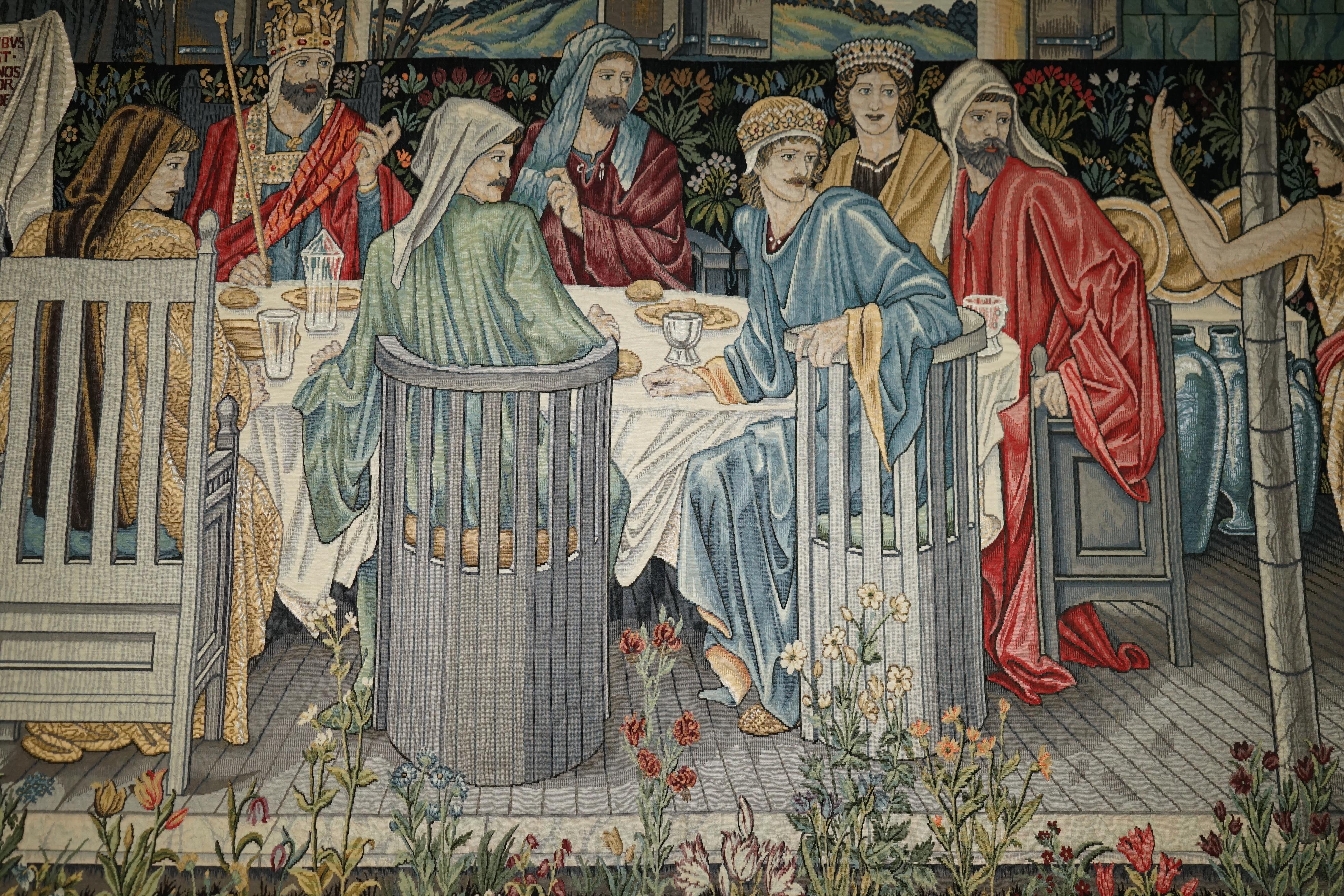 Fabric MASSiVE WILLIAM MORRIS GRAIL TAPESTRY SUMMONED TO THE QUEST BY A STRANGE DAMSEL