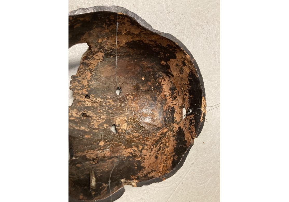 Massiver antike japanische Noh-Dramenmaske einer Demone aus Holz im Angebot 7