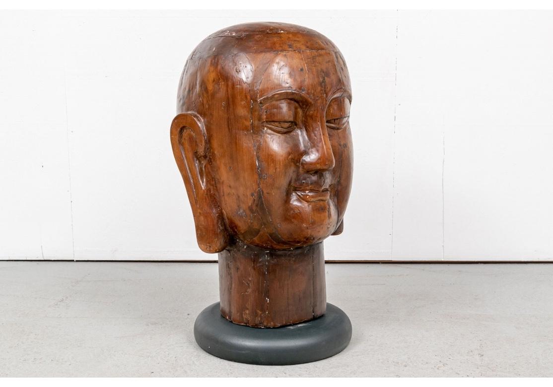 Massive Wood Bust of the Serene Buddha 1