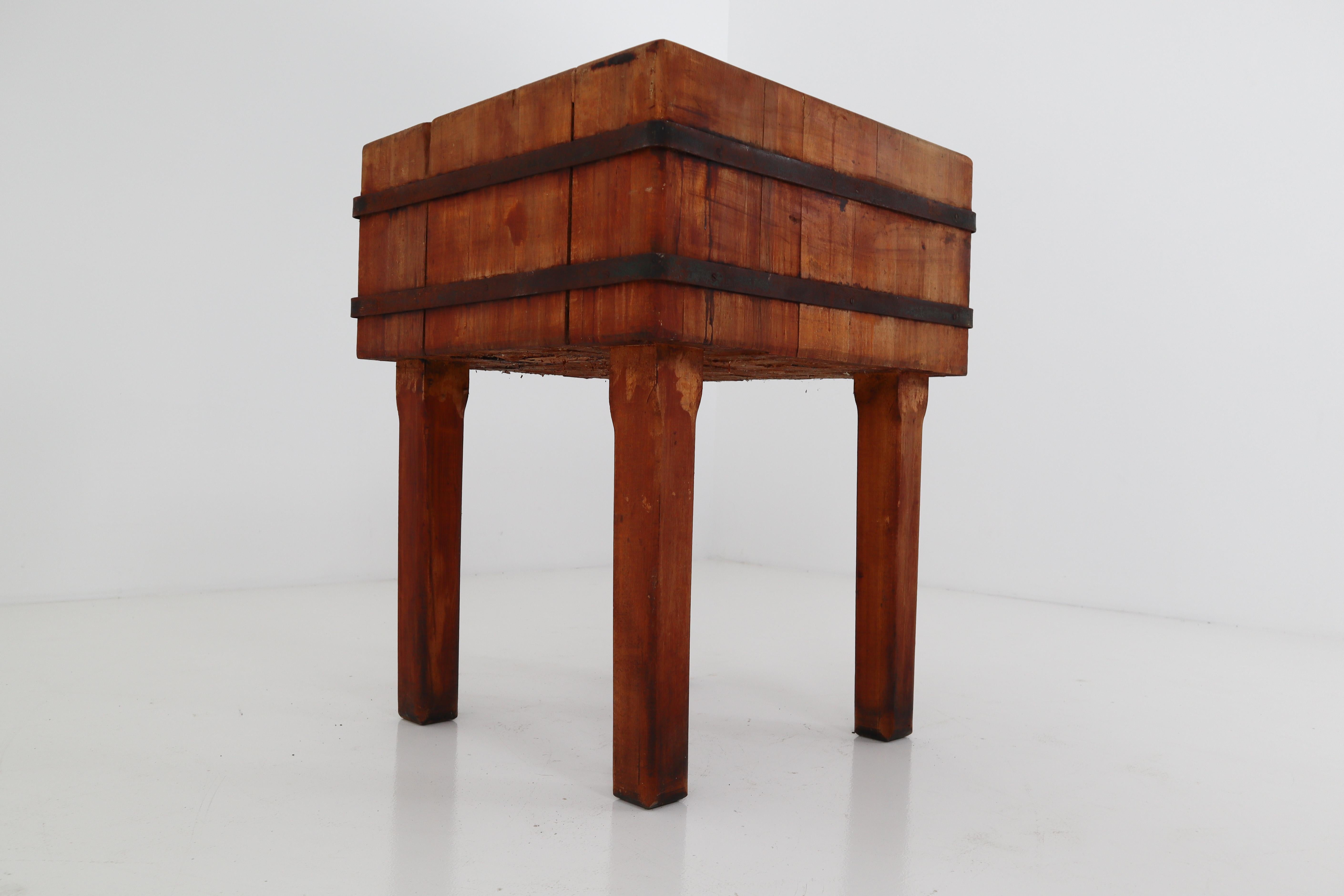Massive Wood Butcher Block Table, Vienna, 1930s 3