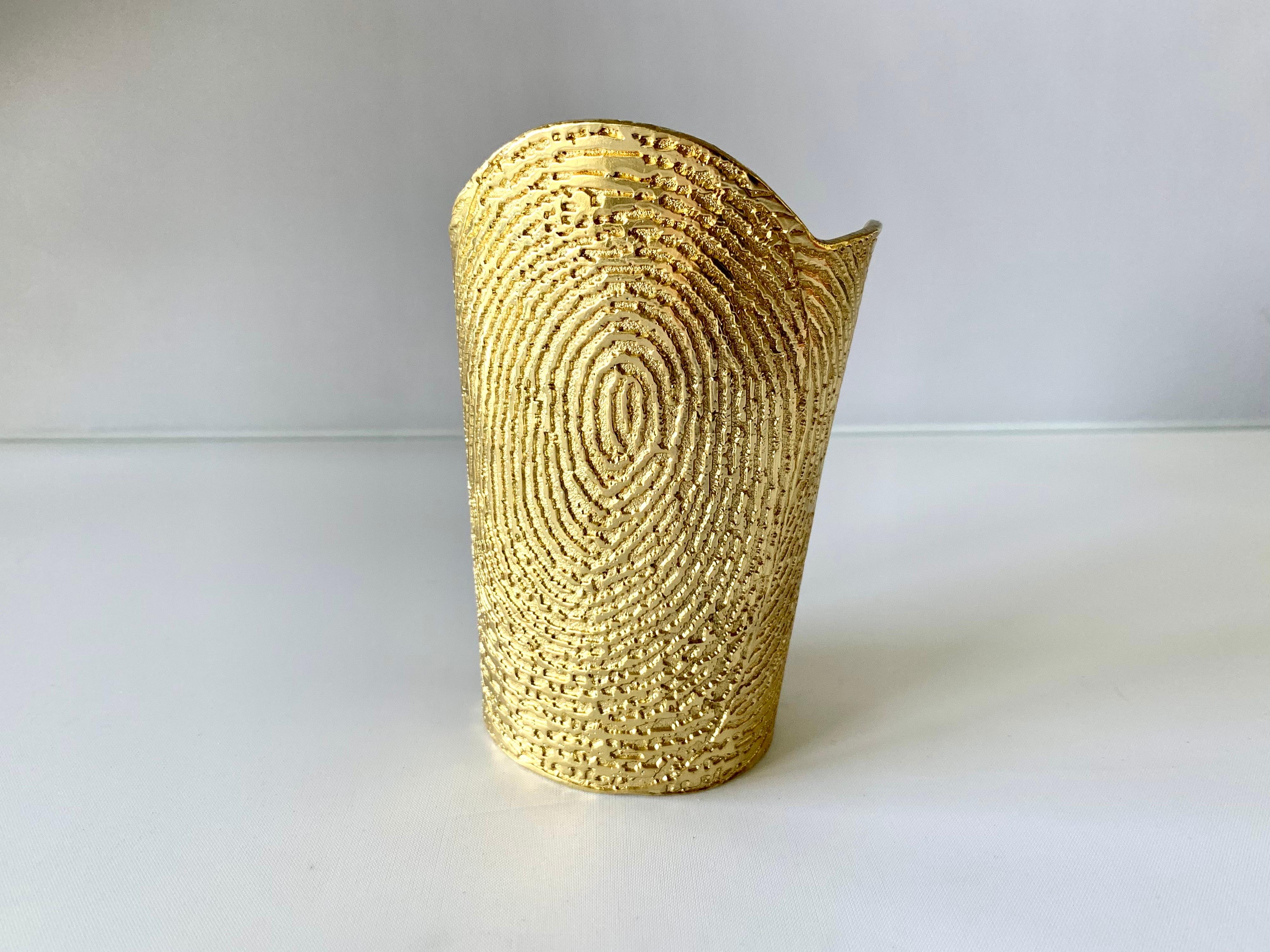 Contemporary Massive Yves Saint Laurent Gold Print Cuff Bracelet 