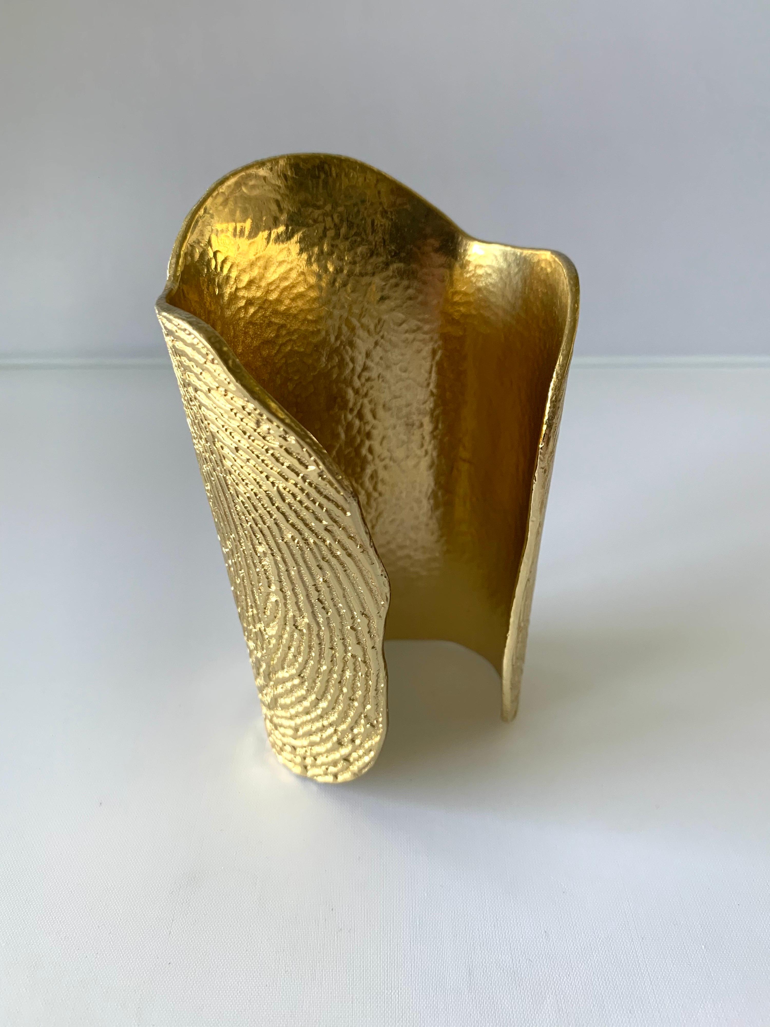 Women's Massive Yves Saint Laurent Gold Print Cuff Bracelet 