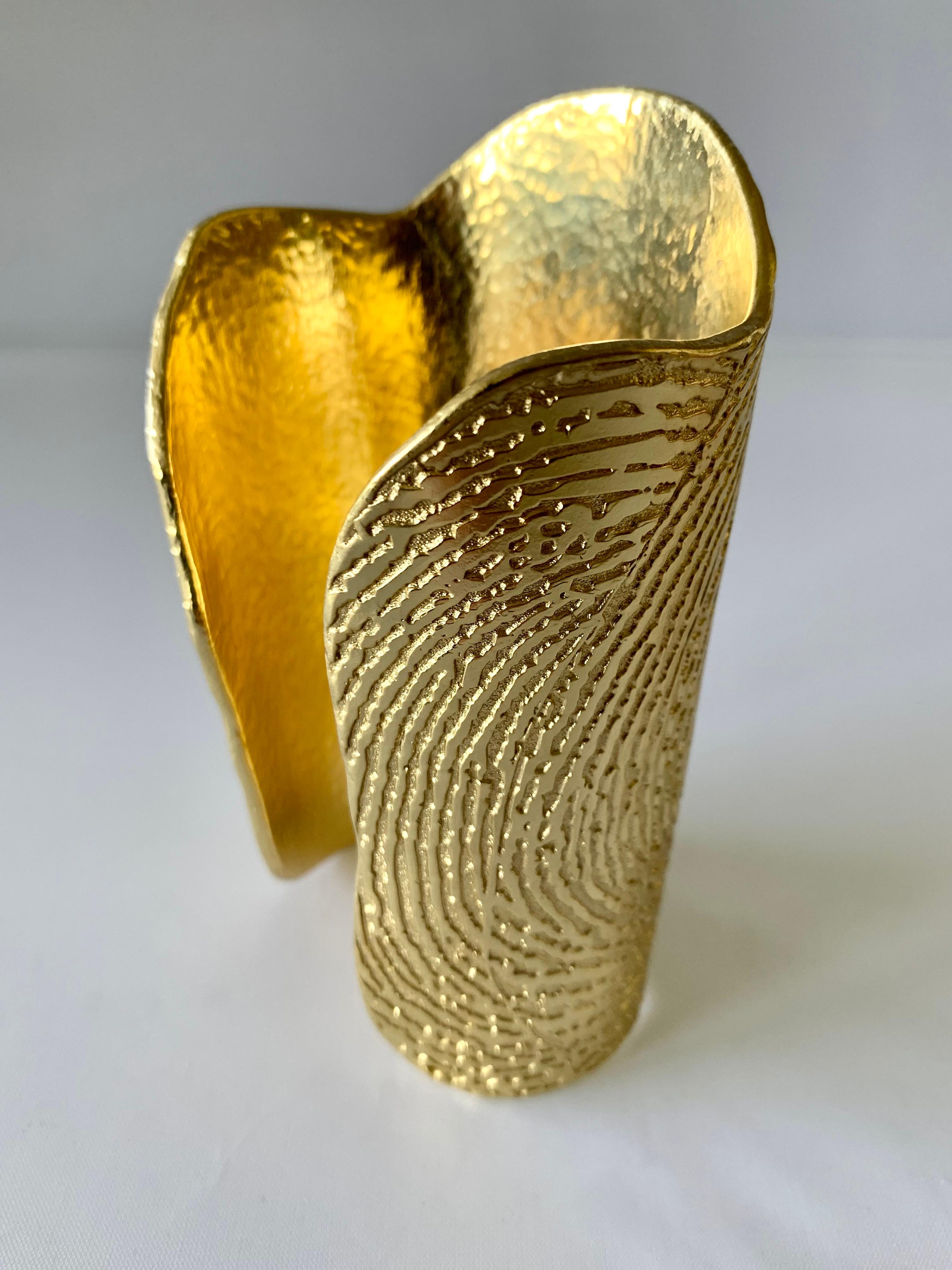 Massive Yves Saint Laurent Gold Print Cuff Bracelet  2