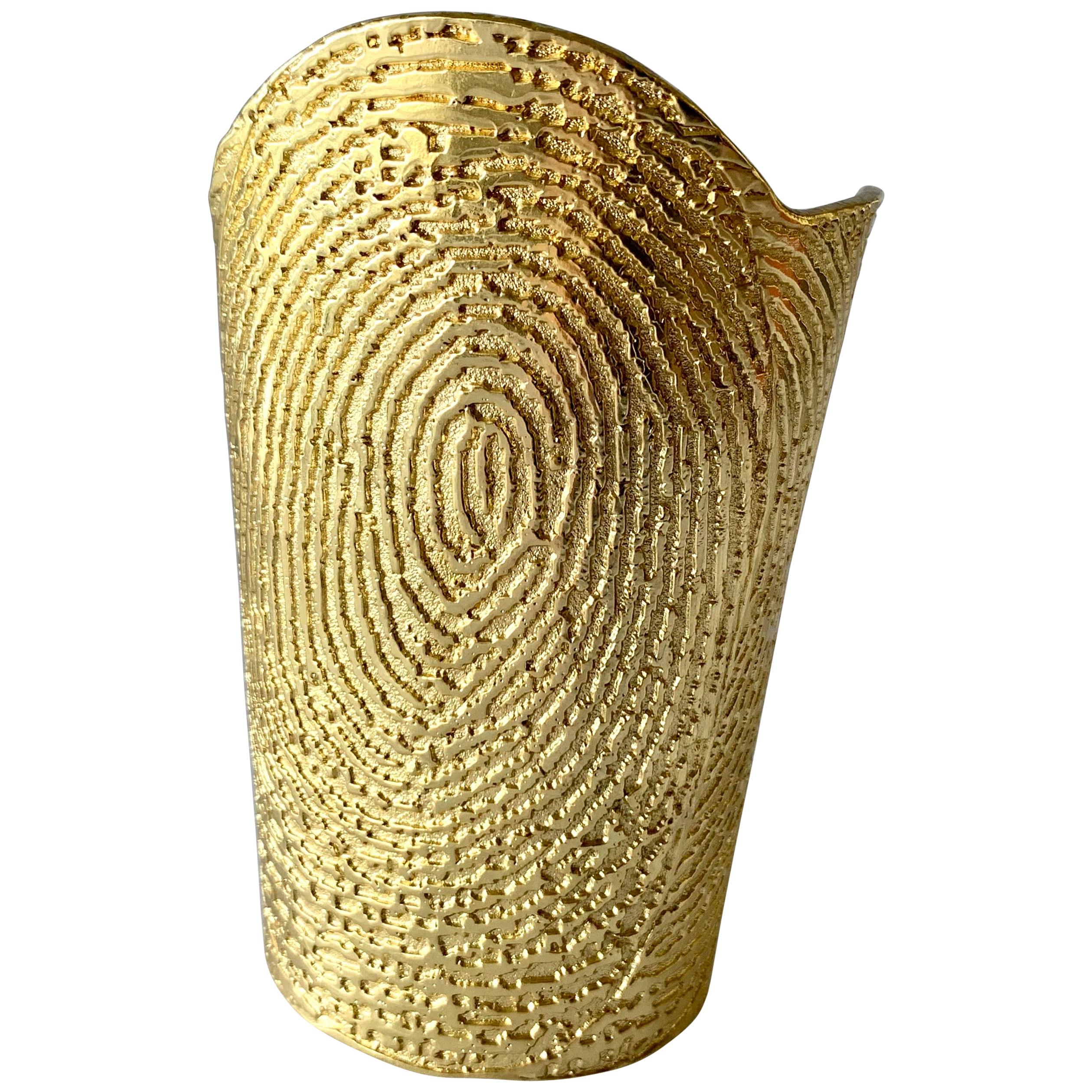 Massive Yves Saint Laurent Gold Print Cuff Bracelet 