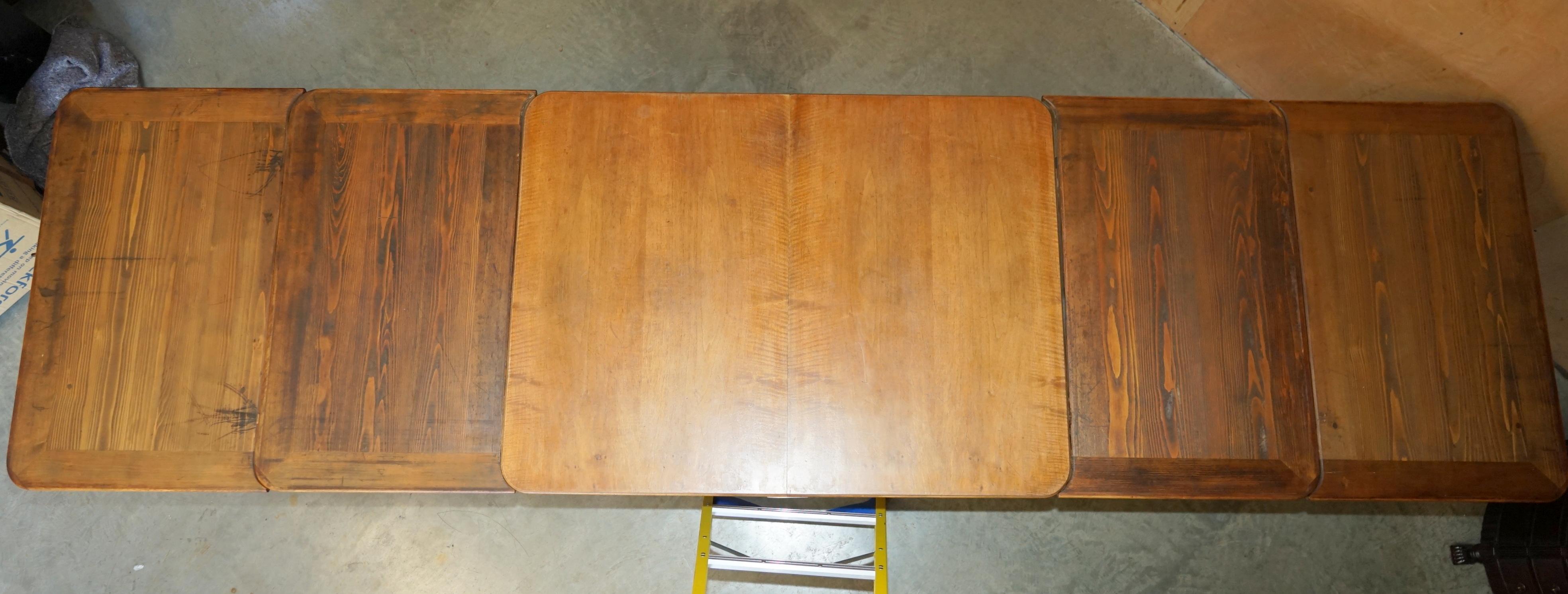MESA DE COMEDOR MASSIVELY EXTENDiNG ANTIQUE FRENCH WALNUT ART DECO CLAW & BALL en venta 5