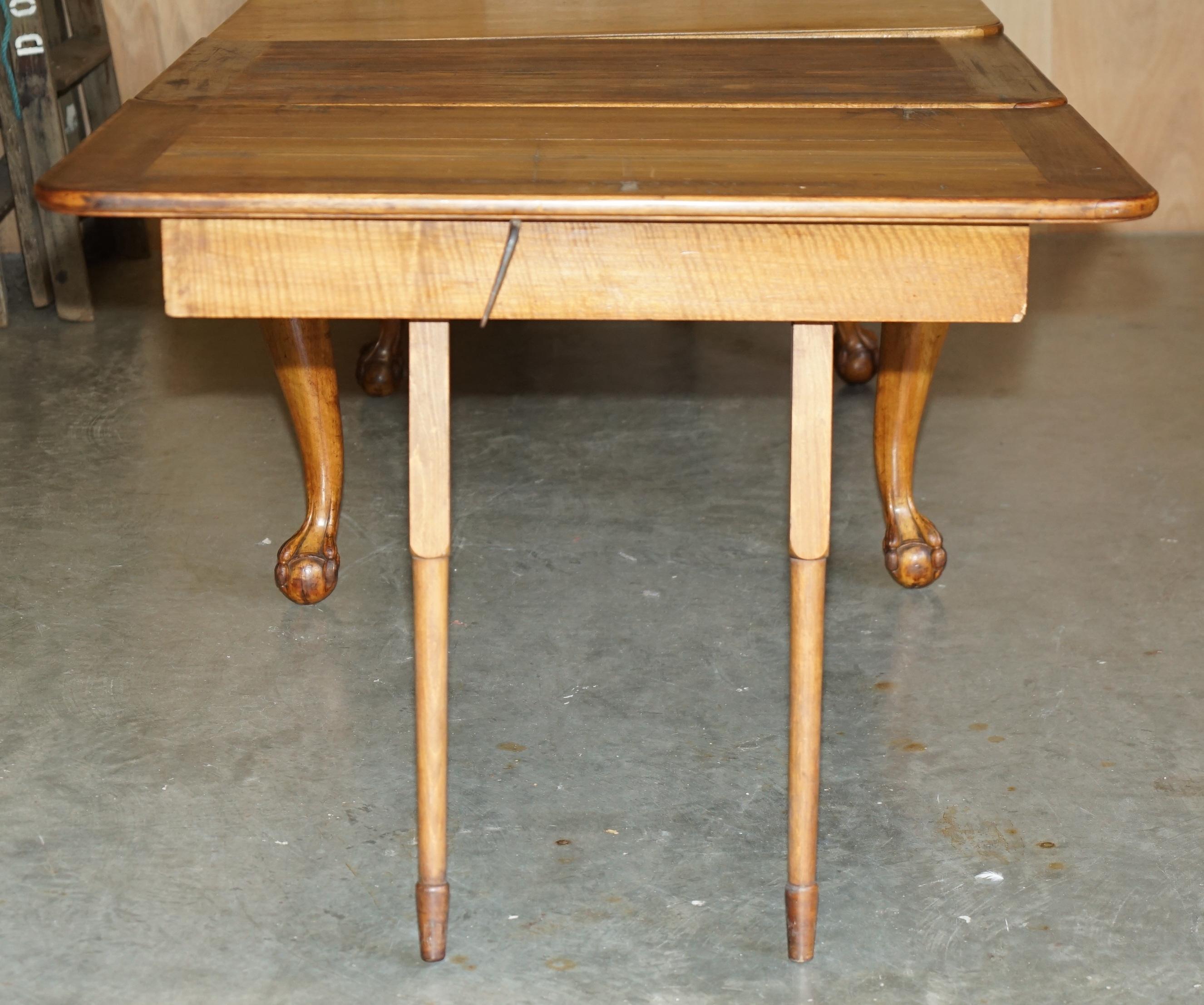 MESA DE COMEDOR MASSIVELY EXTENDiNG ANTIQUE FRENCH WALNUT ART DECO CLAW & BALL en venta 11