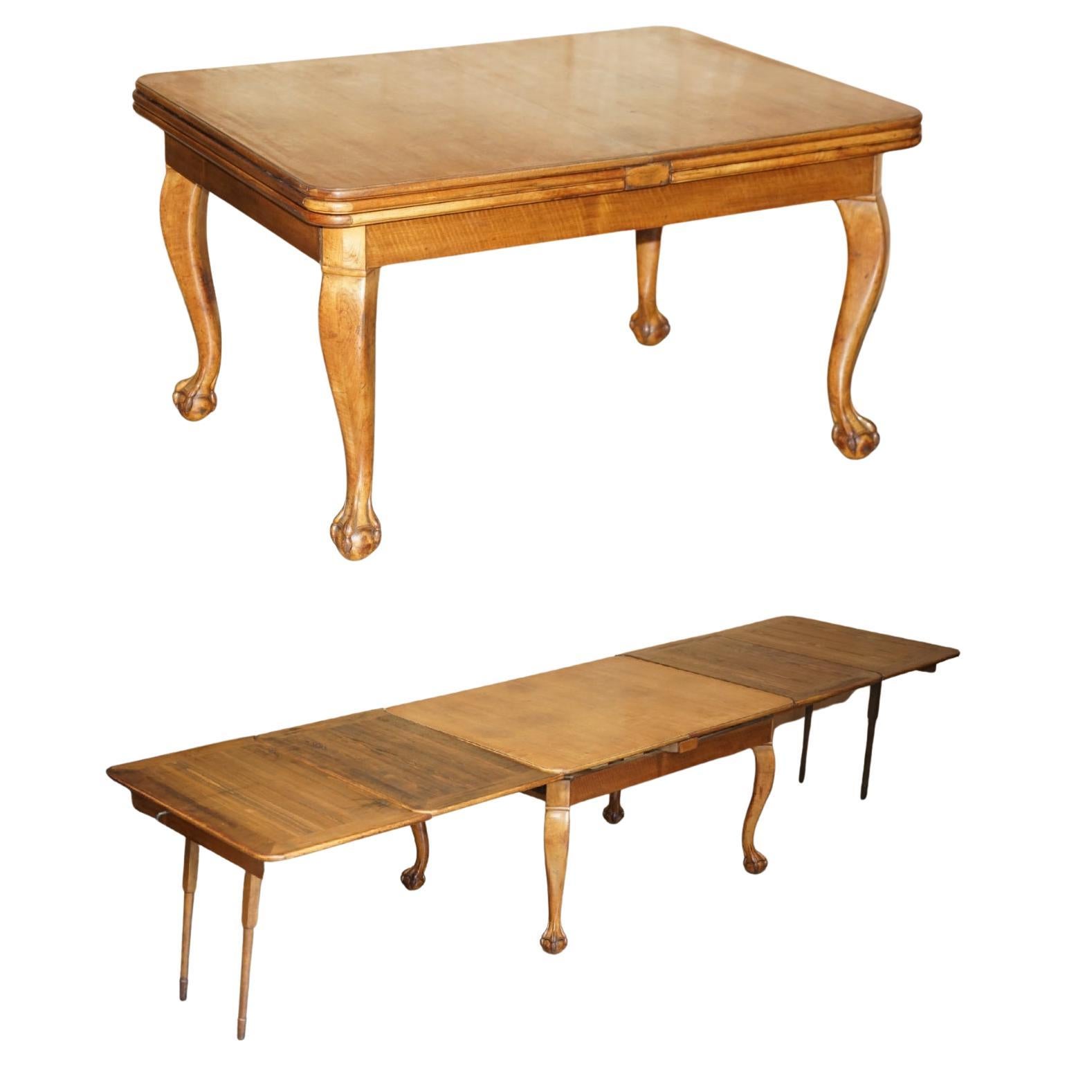 MESA DE COMEDOR MASSIVELY EXTENDiNG ANTIQUE FRENCH WALNUT ART DECO CLAW & BALL en venta