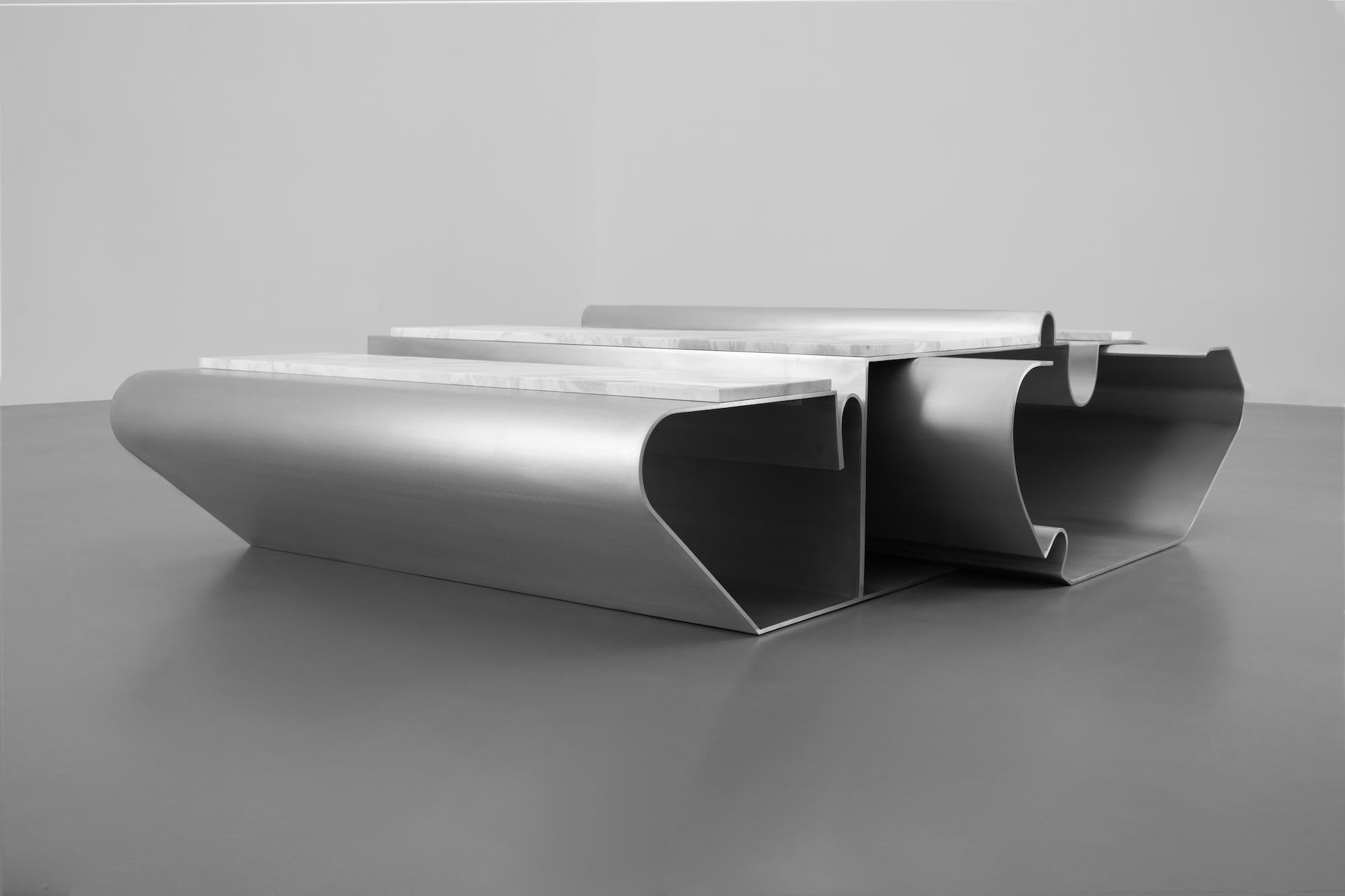 Table basse Massless en aluminium et marbre Volaskas Adara de Todomuta Studio en vente 5