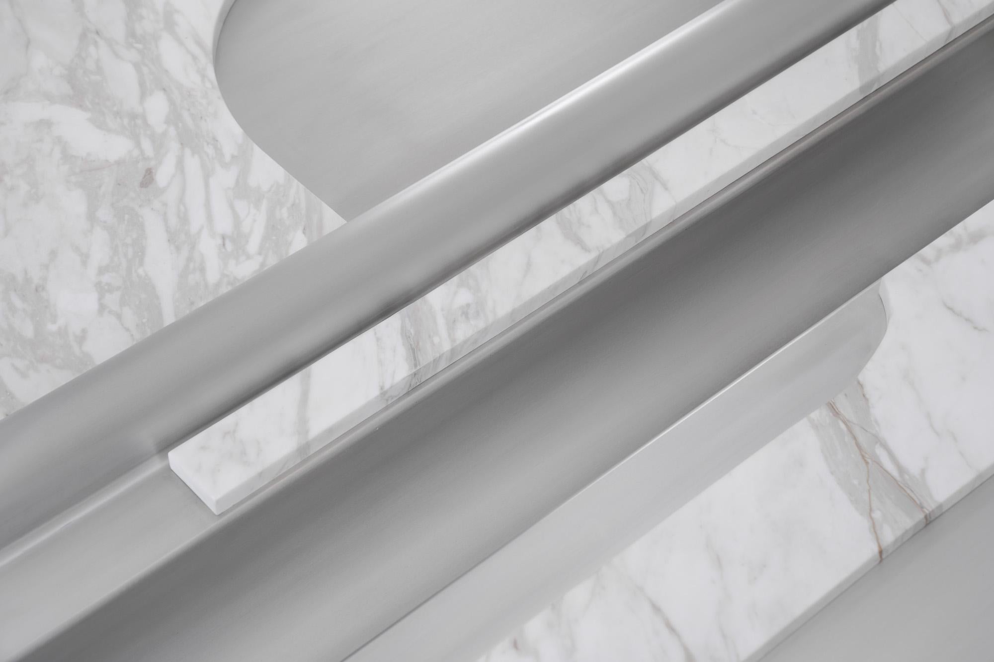 Table basse Massless en aluminium et marbre Volaskas Adara de Todomuta Studio en vente 1