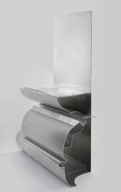 Console senza massa, Alluminio, Specchio, Acciaio, Marmo di Todomuta Studio