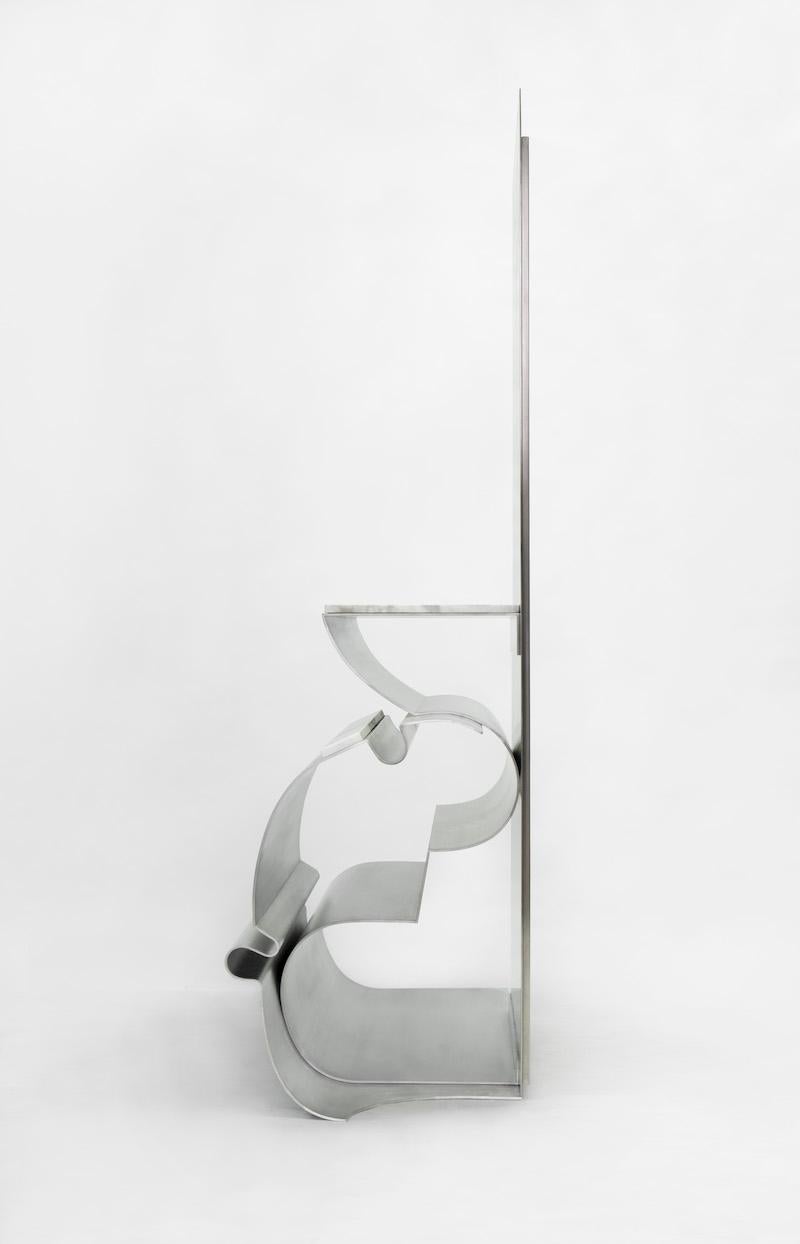 Spanish Massless Console, Aluminum, Mirror, Steel, Marble by Todomuta Studio For Sale