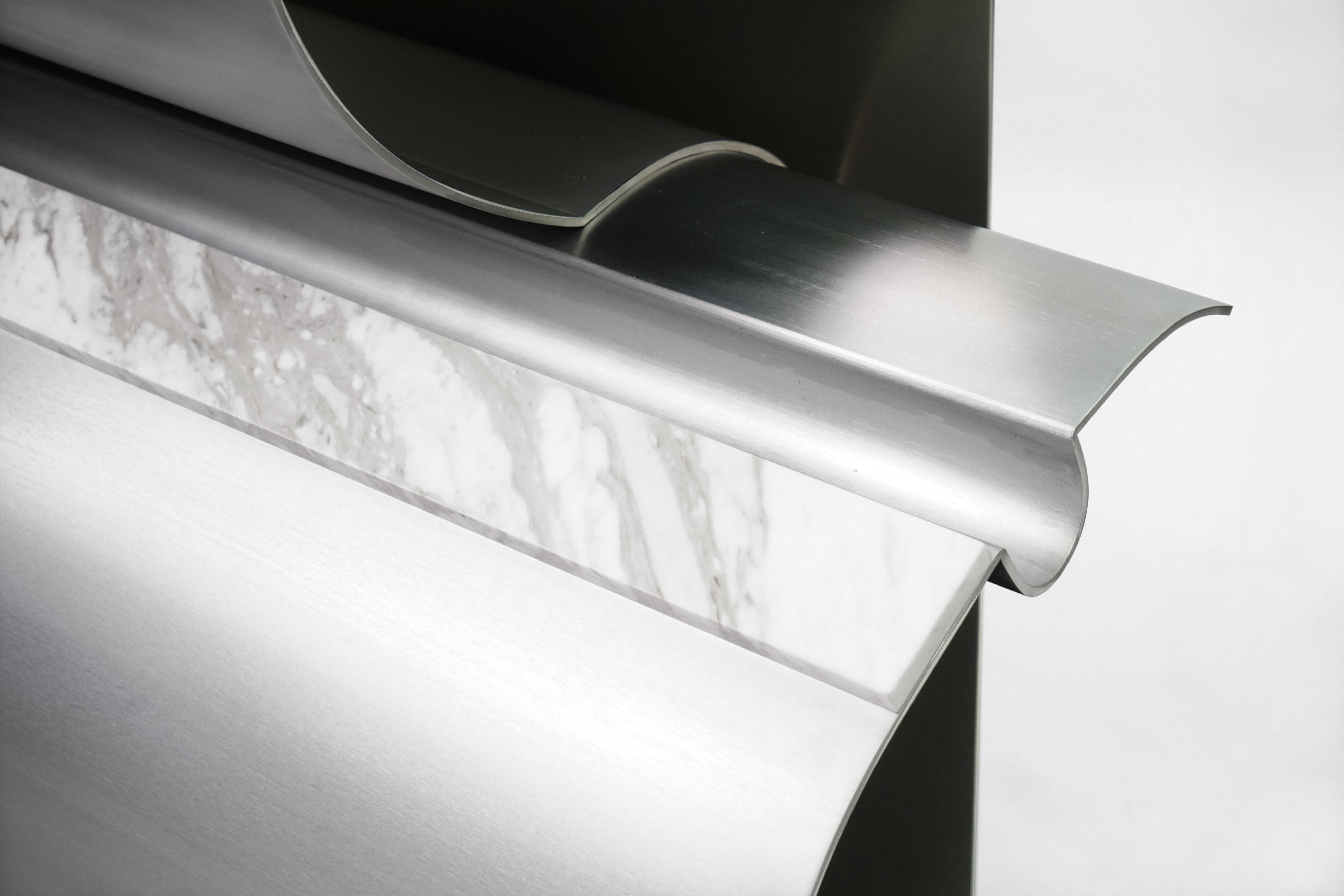Console Massless en aluminium, miroir, acier et marbre par Todomuta Studio en vente 1